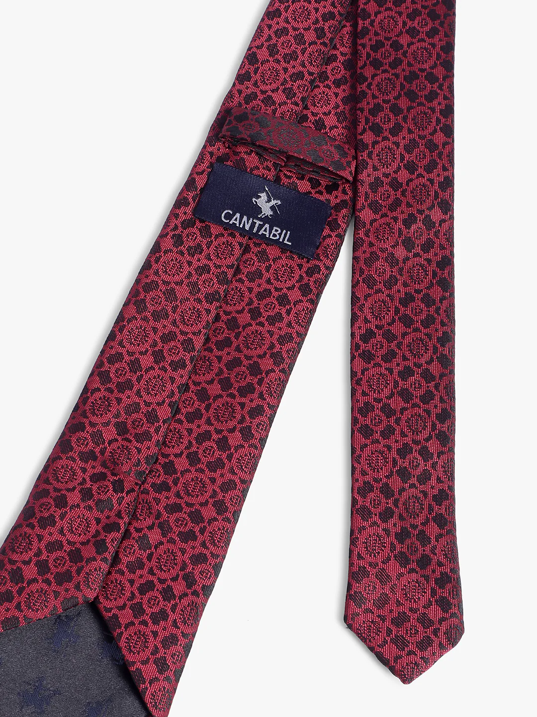 Cantabil Men's Maroon Floral Printed Broad Tie - Image 4