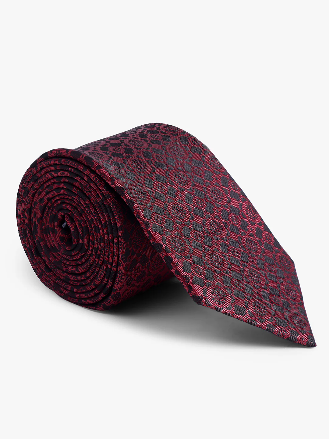 Cantabil Men's Maroon Floral Printed Broad Tie - Image 5