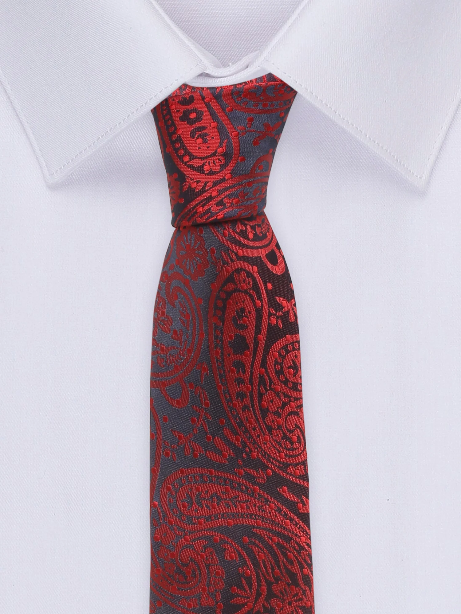 Men's Maroon Fashion Paisley Pattern Tie Set - Image 2