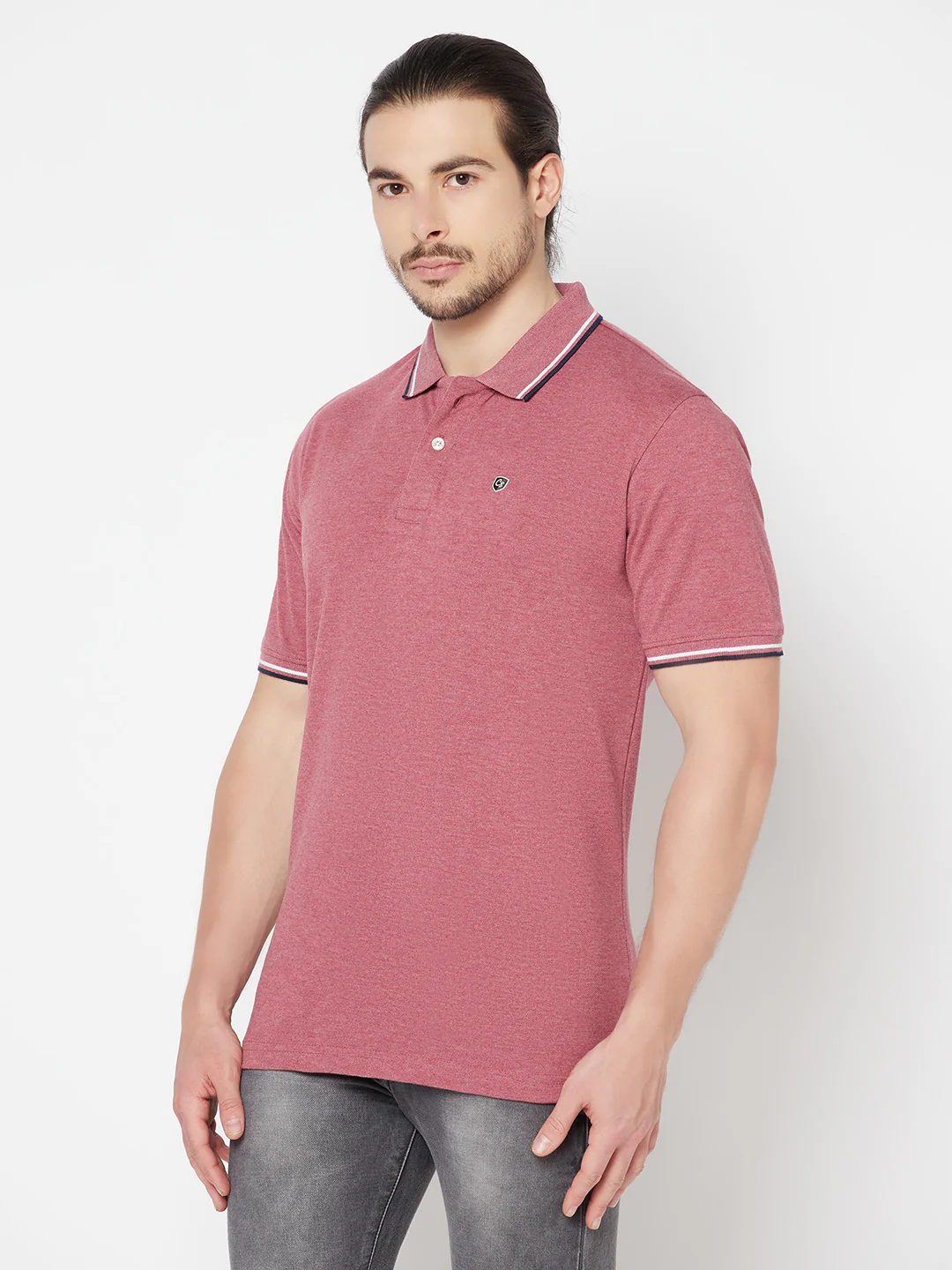 T-Shirt for Men | Breathable & Soft with Color Fastness Regular Fit Polo Neck Poly Cotton Fabric Solid Pattern - Image 2