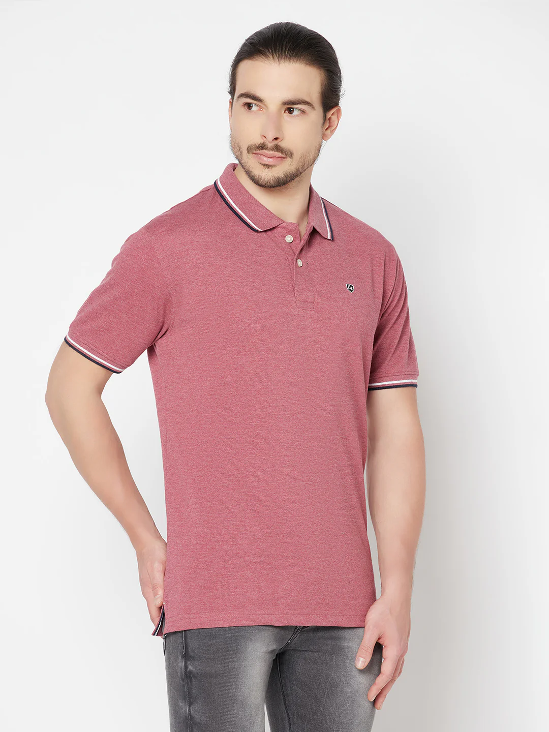 T-Shirt for Men | Breathable & Soft with Color Fastness Regular Fit Polo Neck Poly Cotton Fabric Solid Pattern - Image 3