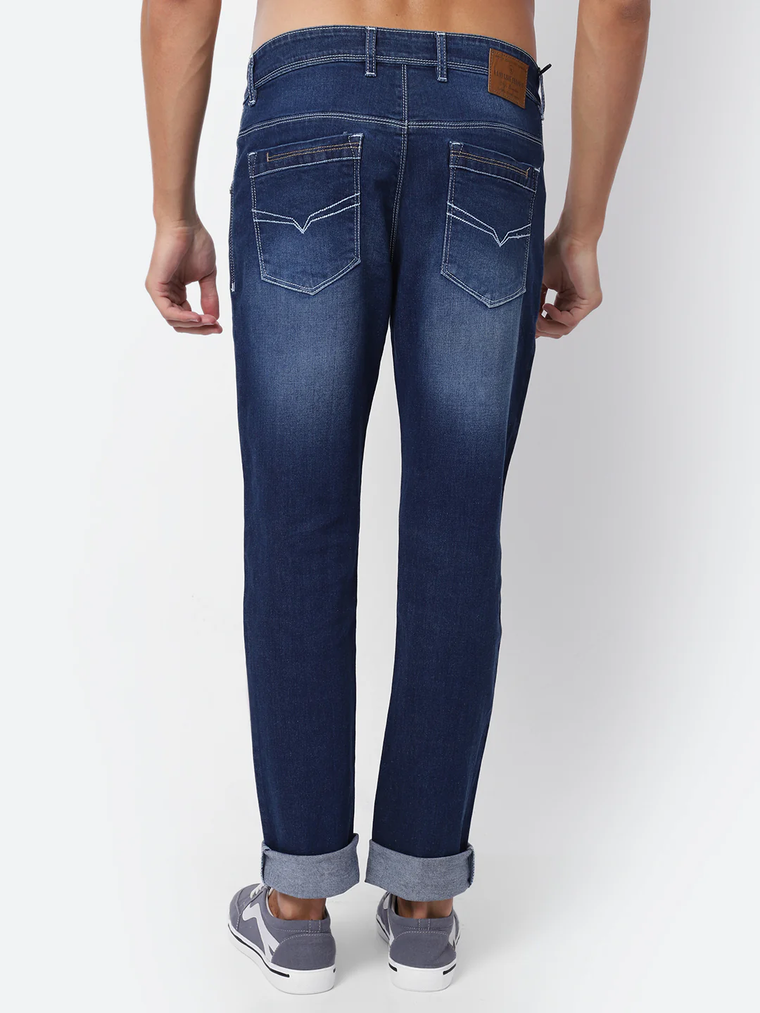 Denim Jeans for Men l Breathable & Soft with Color Fastness Ultra Narrow Fit Cotton Fabric Solid Pattern Button Closure - Image 4