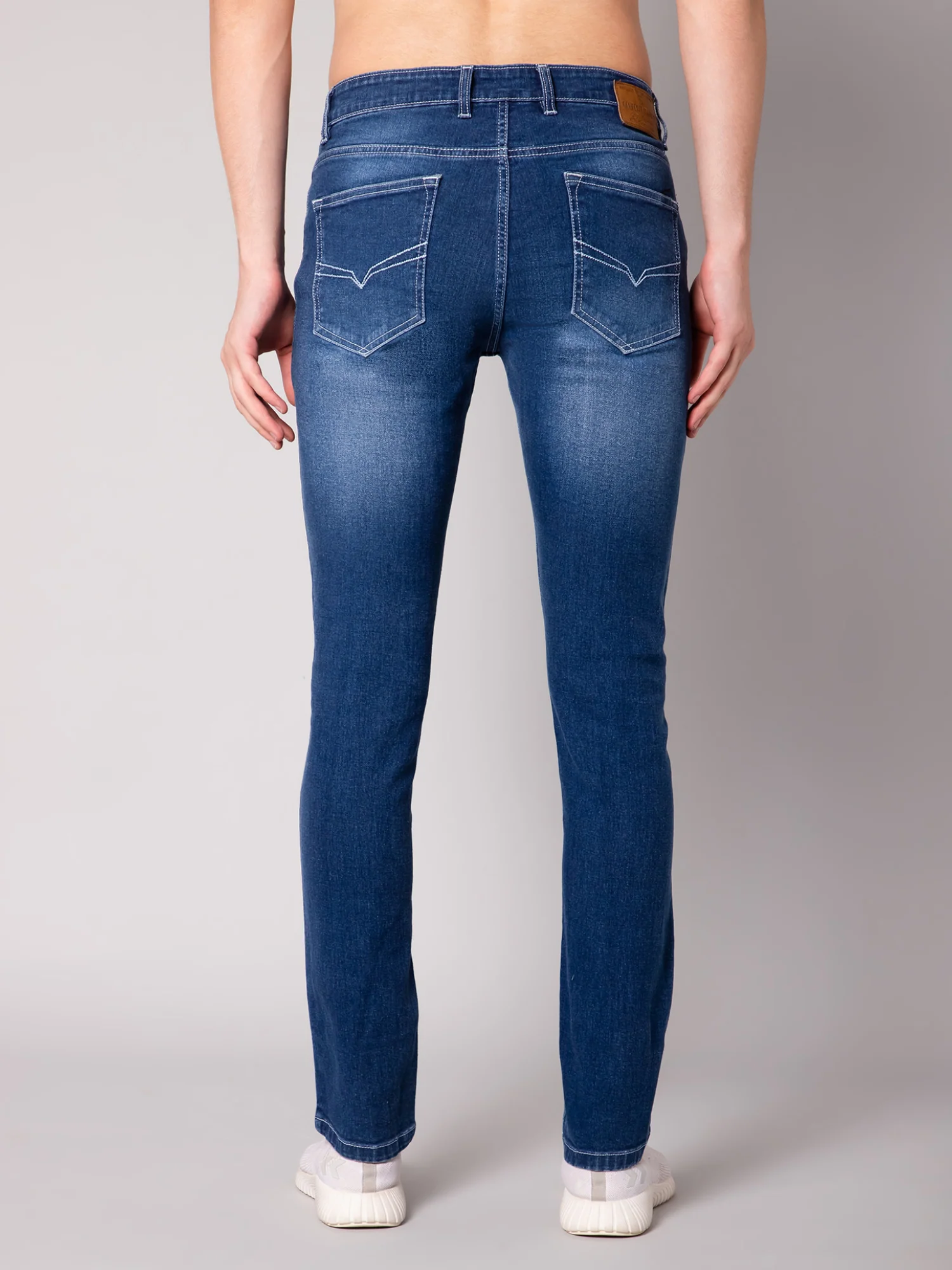 Denim Jeans for Men l Breathable & Soft with Color Fastness Ultra Narrow Fit Cotton Fabric Solid Pattern Button Closure - Image 4