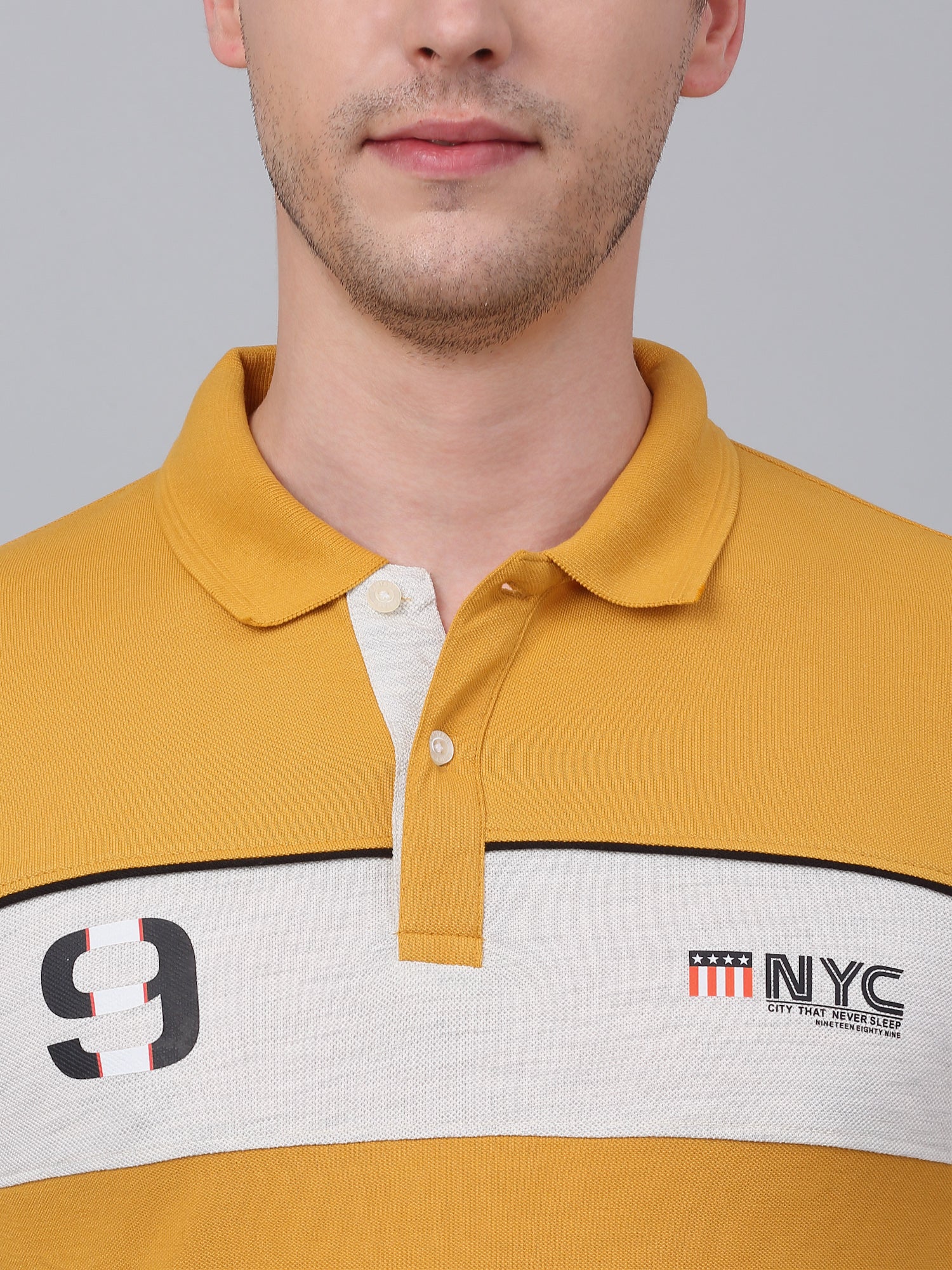 T-Shirt for Men | Breathable & Soft with Color Fastness Regular Fit Polo Neck Poly Cotton Fabric Colour Block Pattern - Image 4