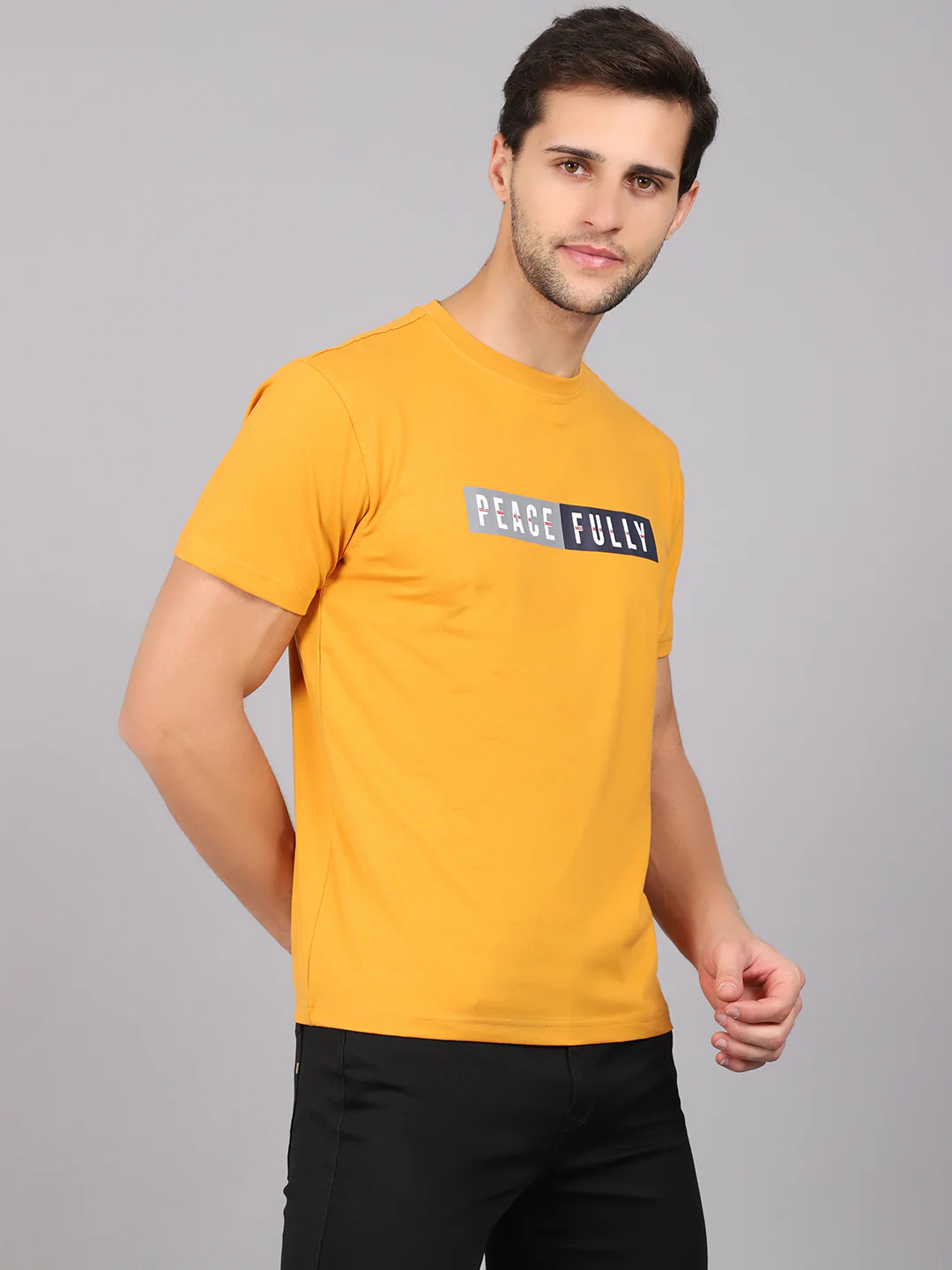 T-Shirt for Men | Breathable & Soft with Color Fastness Regular Fit Round Neck Cotton Blend Fabric Printed Pattern - Image 4