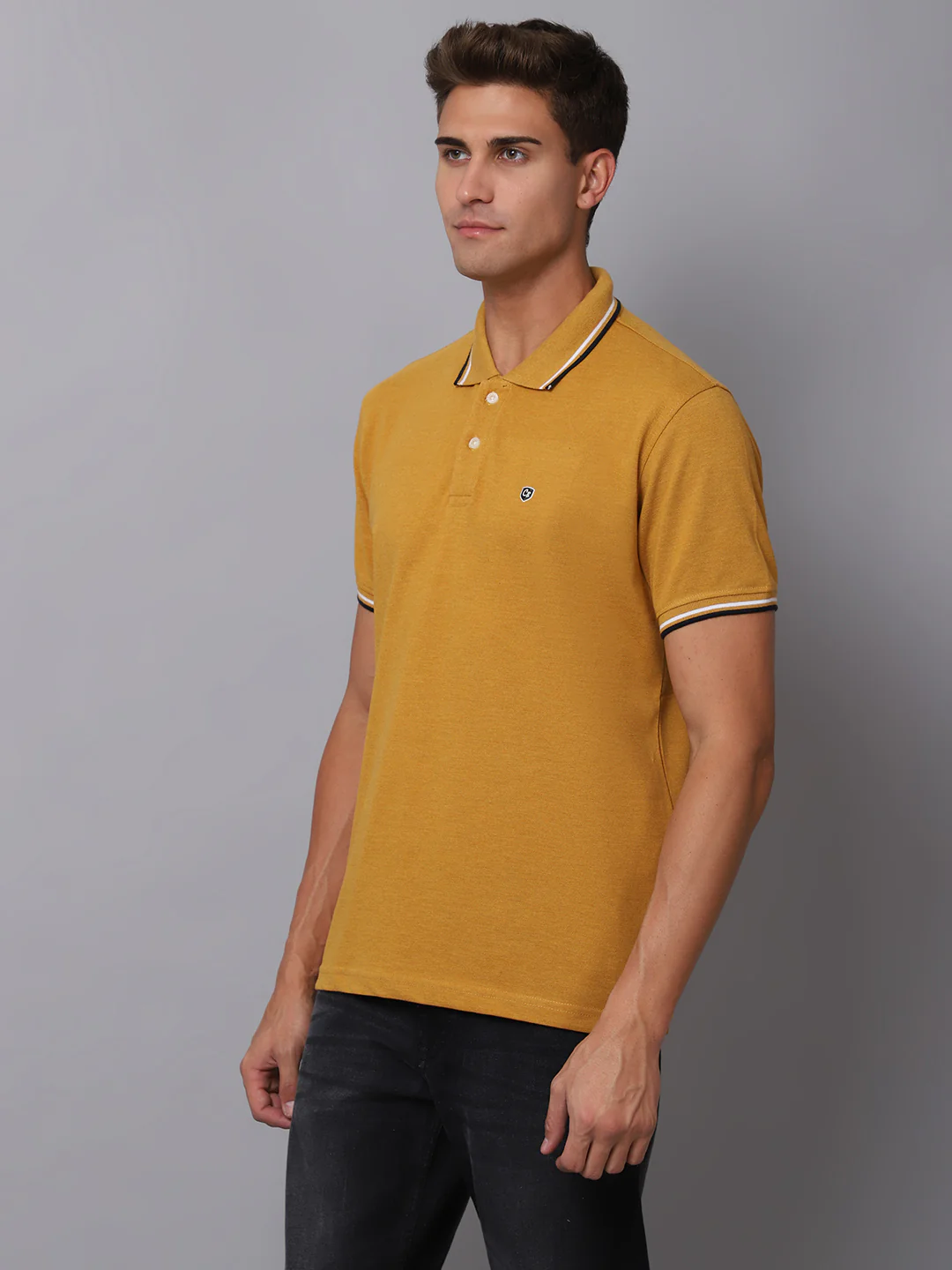 T-Shirt for Men | Breathable & Soft with Color Fastness Regular Fit Polo Neck Poly Cotton Fabric Solid Pattern - Image 3