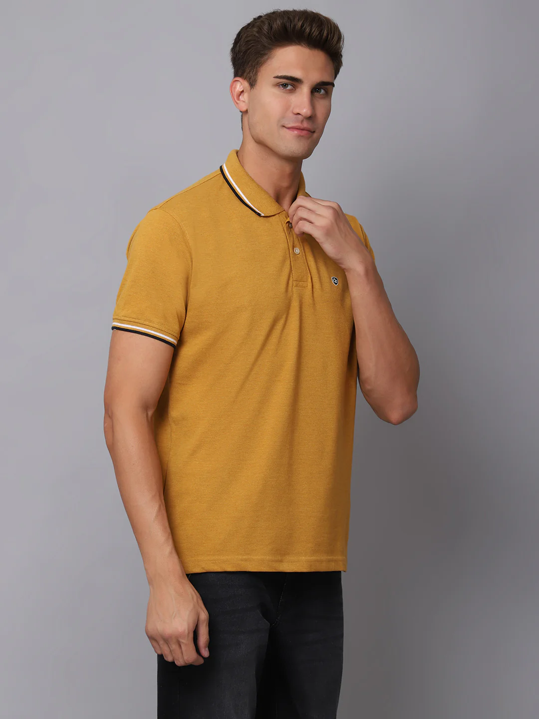 T-Shirt for Men | Breathable & Soft with Color Fastness Regular Fit Polo Neck Poly Cotton Fabric Solid Pattern - Image 4