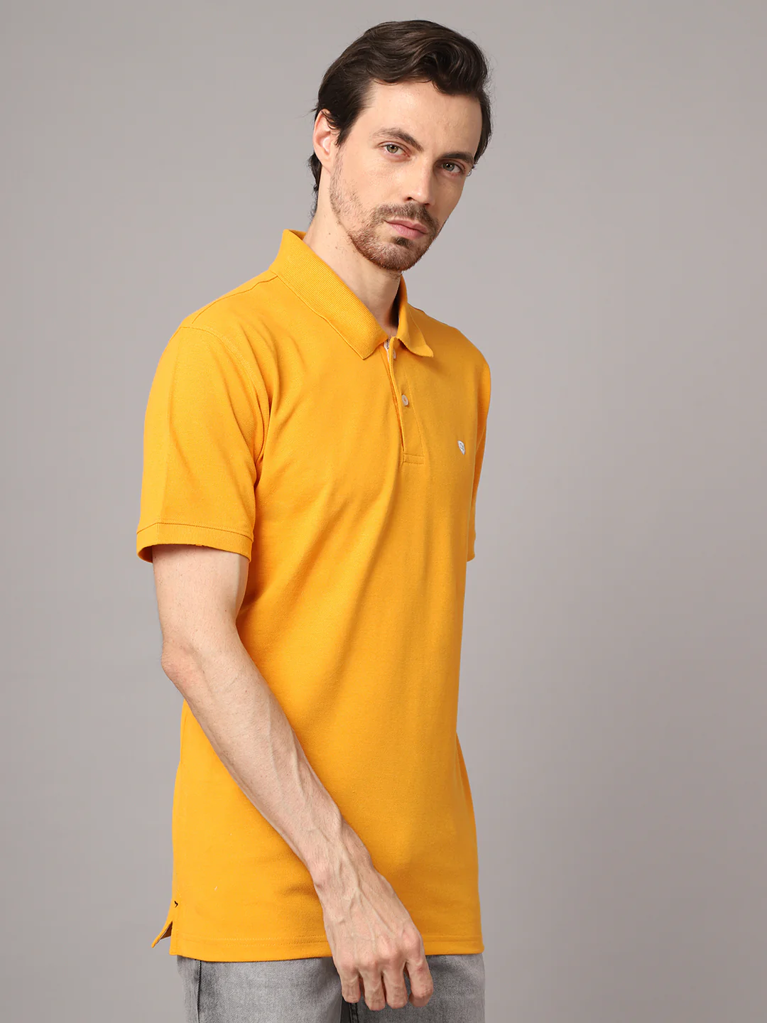 T-Shirt for Men | Breathable & Soft with Color Fastness Regular Fit Polo Neck Poly Cotton Fabric Solid Pattern - Image 2