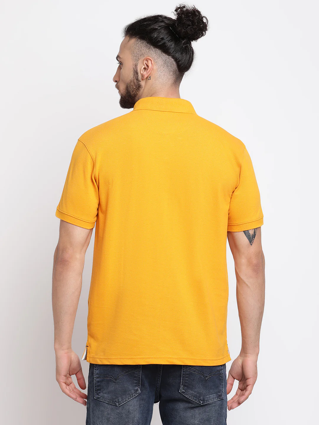 T-Shirt for Men | Breathable & Soft with Color Fastness Regular Fit Polo Neck Poly Cotton Fabric Solid Pattern - Image 2