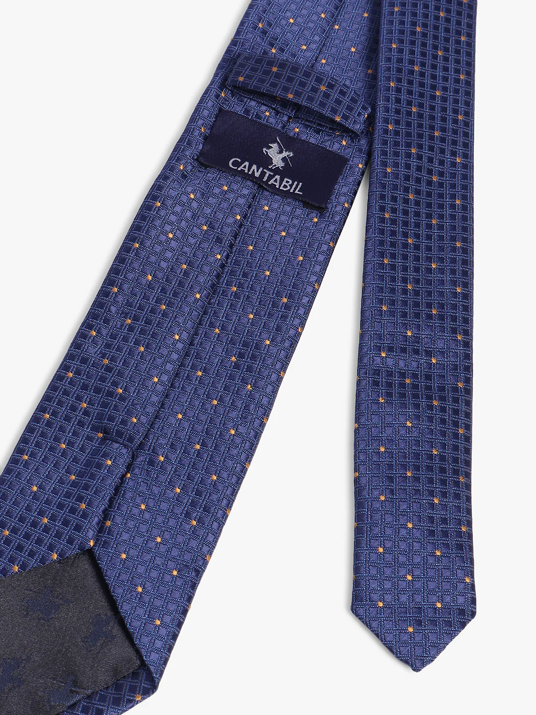 Cantabil Men's Navy Blue Dotted Printed Broad Tie - Image 4