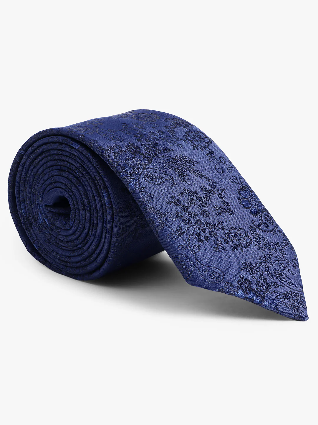 Cantabil Men's Navy Blue Floral Printed Broad Tie - Image 5