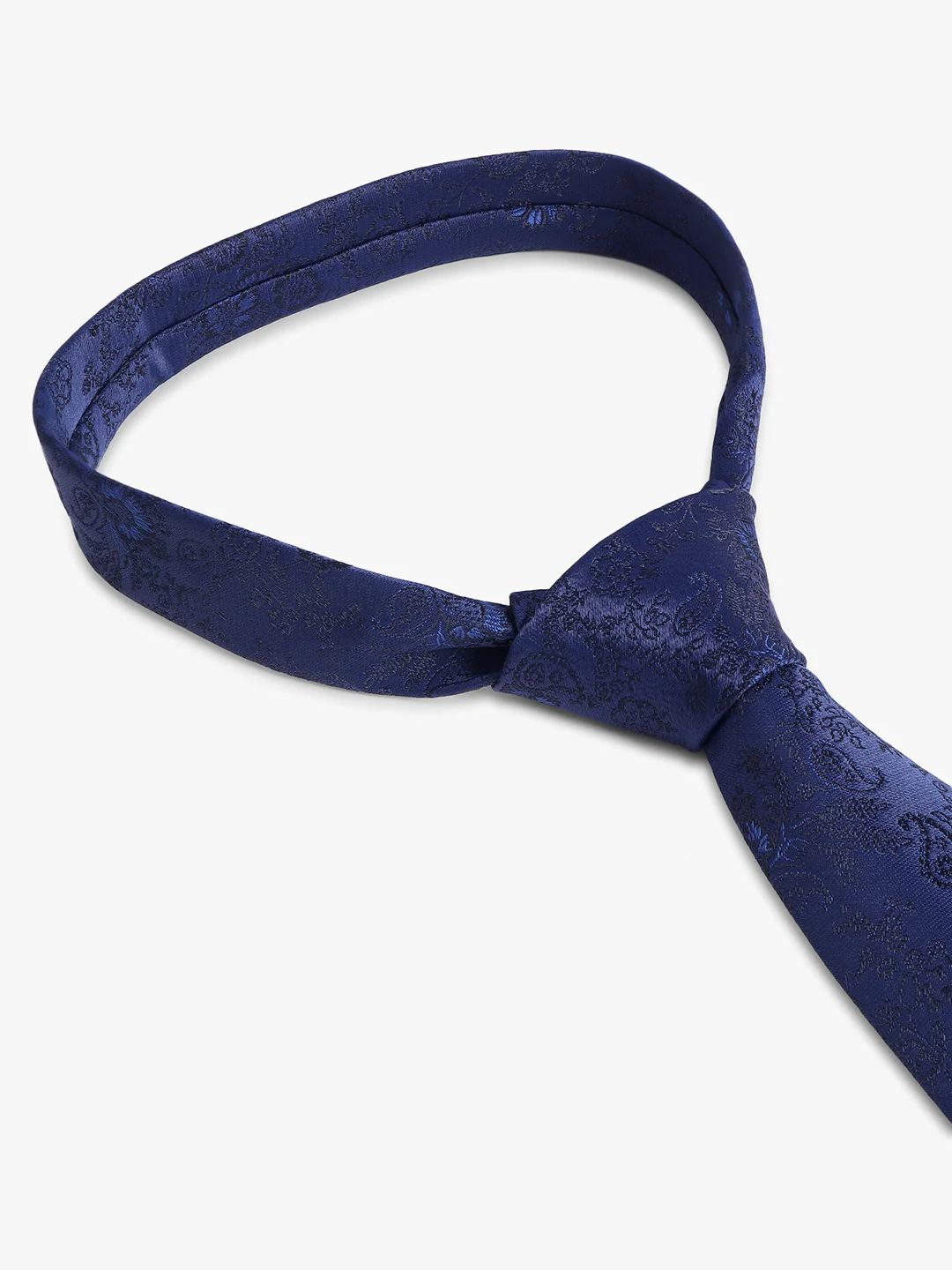 Cantabil Men's Navy Blue Floral Printed Broad Tie - Image 6