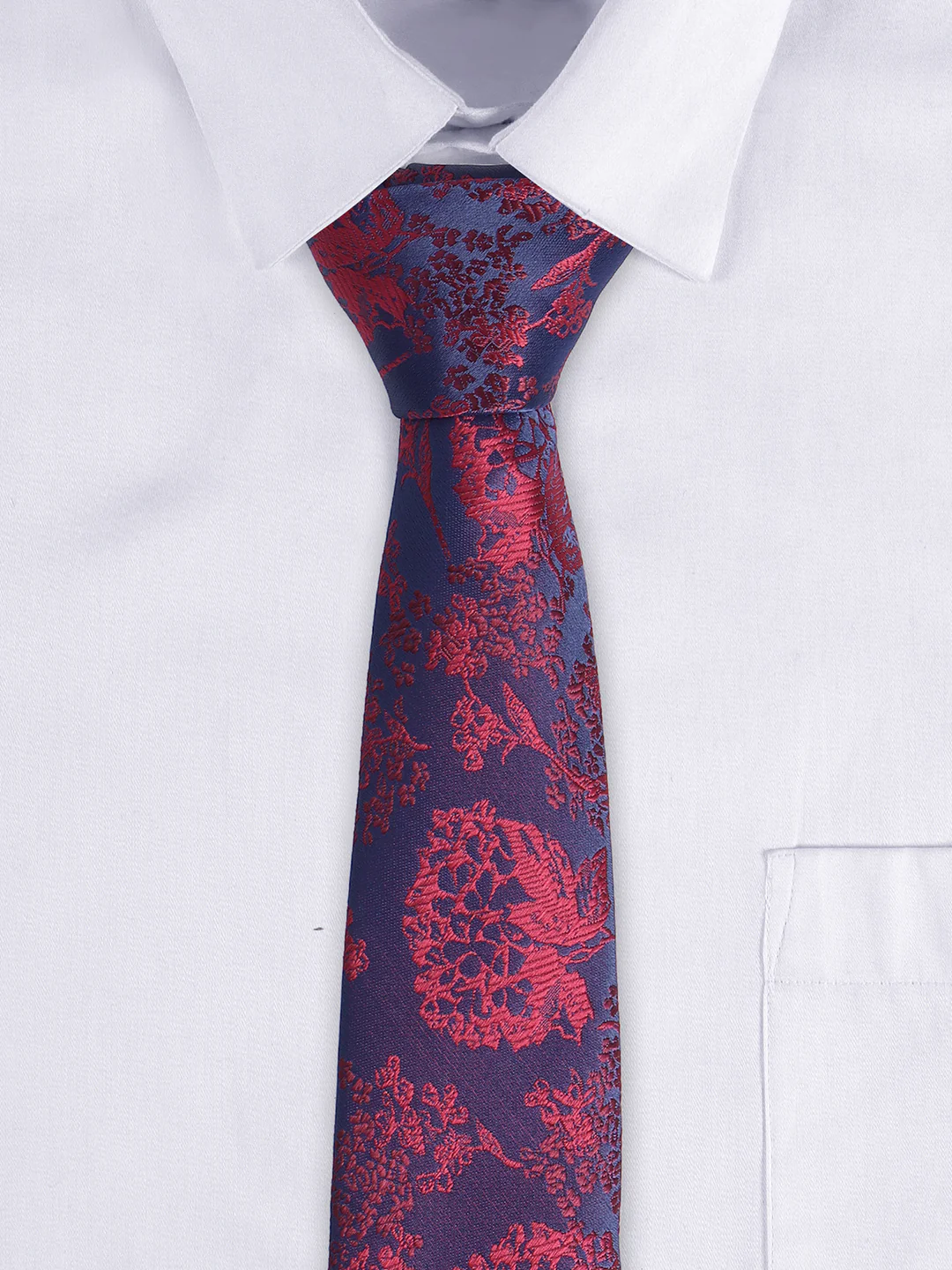 Cantabil Men's Navy Blue Floral Printed Broad Tie - Image 2