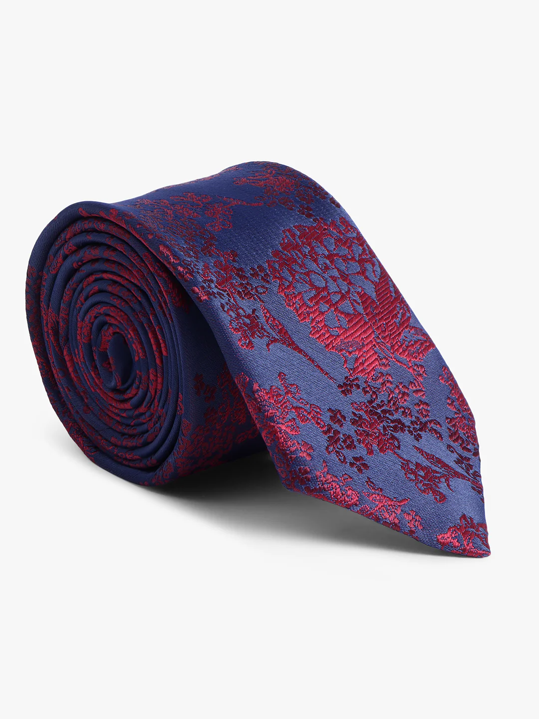Cantabil Men's Navy Blue Floral Printed Broad Tie - Image 5