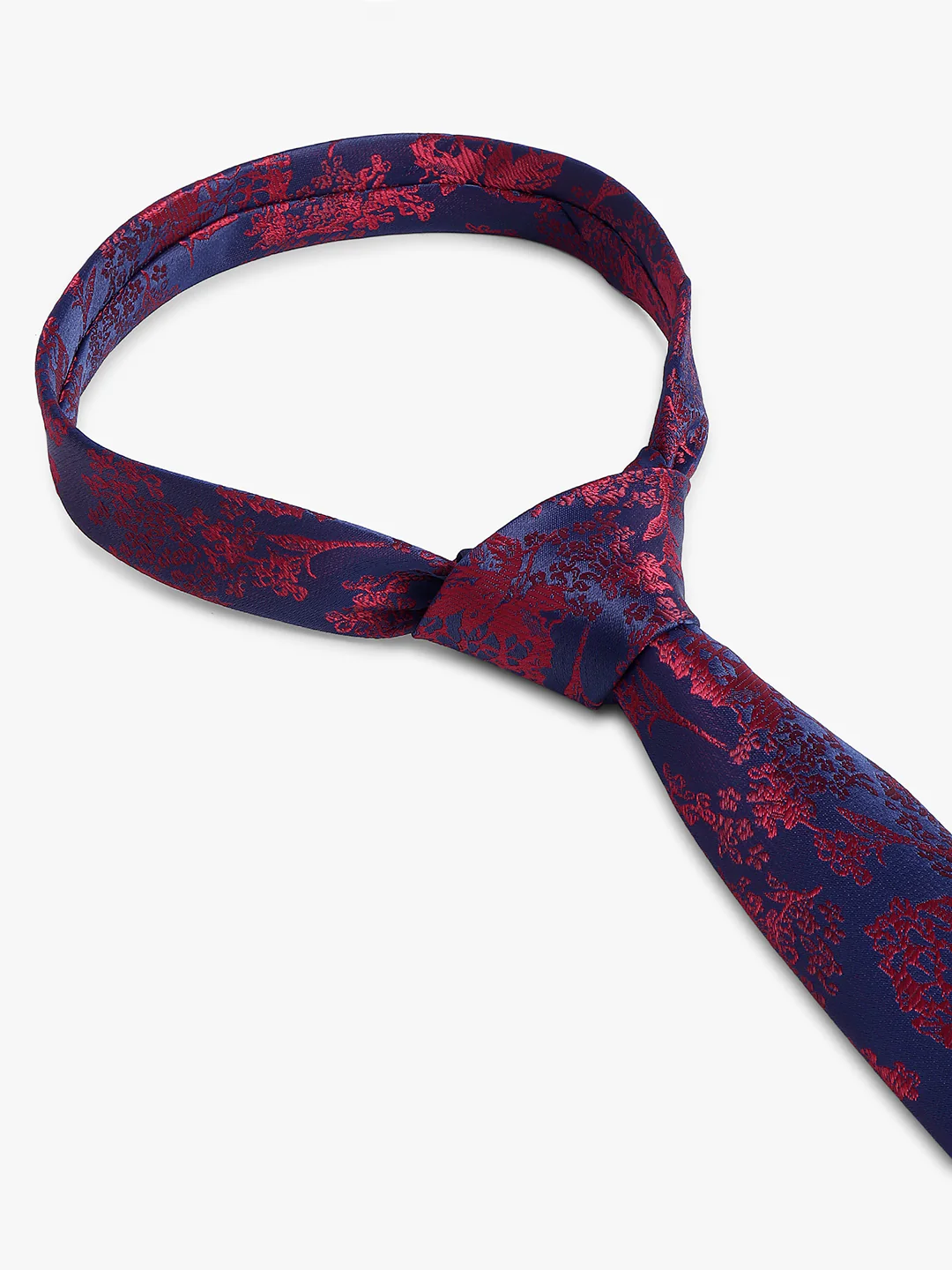 Cantabil Men's Navy Blue Floral Printed Broad Tie - Image 6