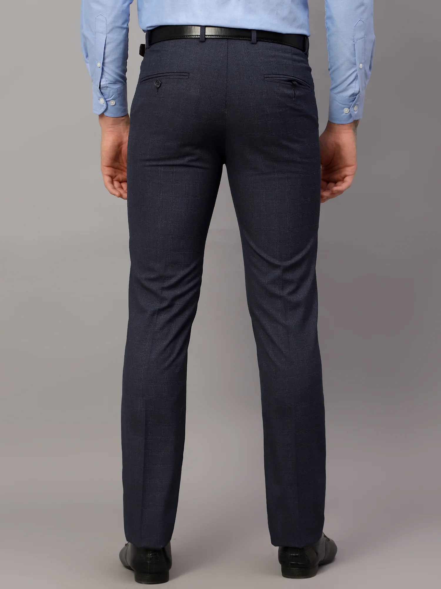Formal Trouser for Men | Breathable & Soft with Color Fastness Regular Fit Poly Viscose Fabric Checkered Pattern Hook & Eye Closure - Image 2