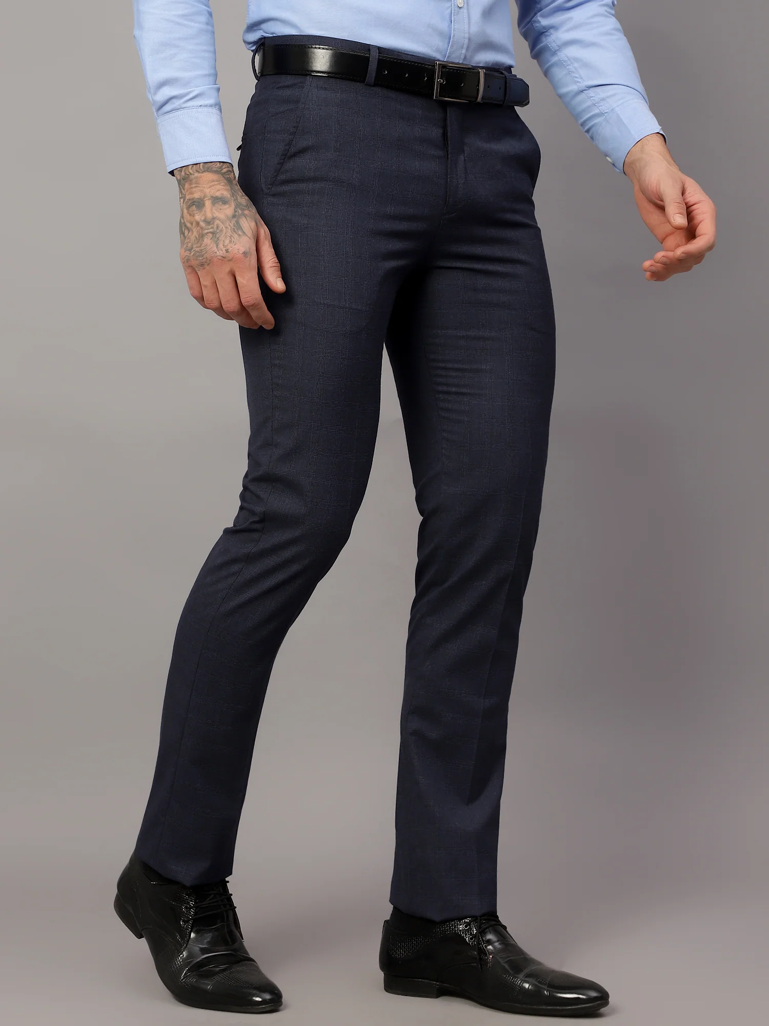 Formal Trouser for Men | Breathable & Soft with Color Fastness Regular Fit Poly Viscose Fabric Checkered Pattern Hook & Eye Closure - Image 4