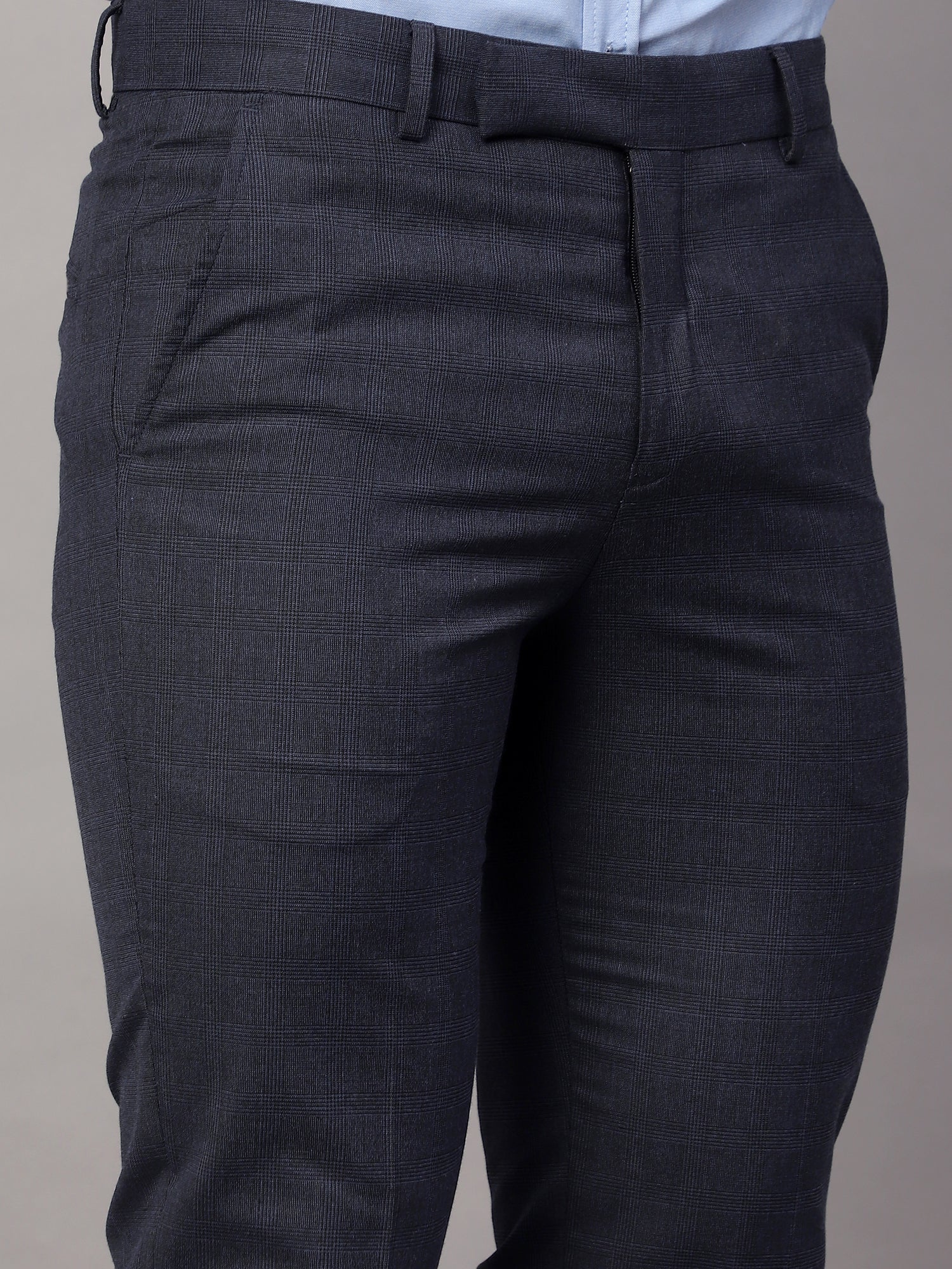 Formal Trouser for Men | Breathable & Soft with Color Fastness Regular Fit Poly Viscose Fabric Checkered Pattern Hook & Eye Closure - Image 5