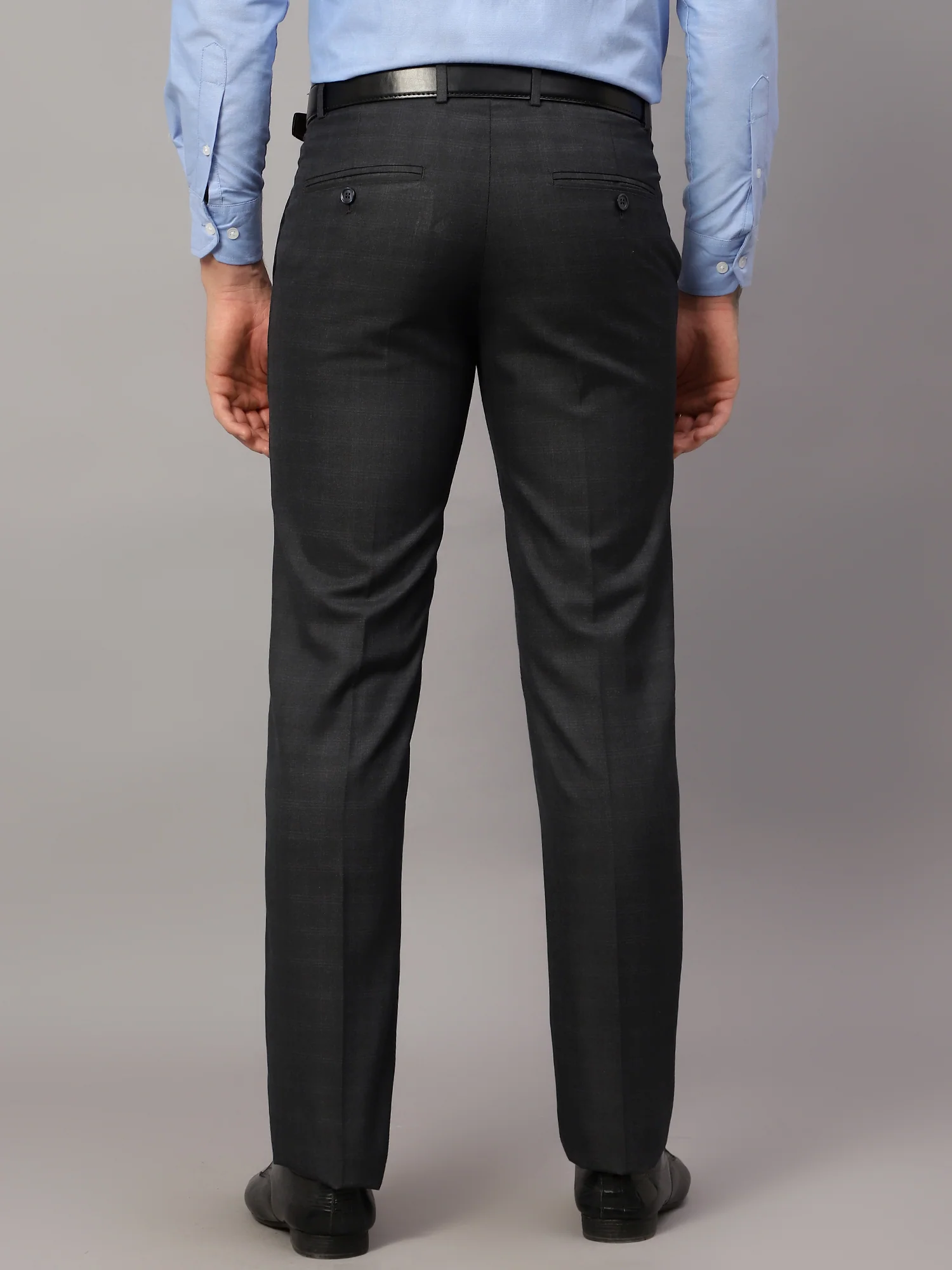 Formal Trouser for Men | Breathable & Soft with Color Fastness Regular Fit Poly Viscose Fabric Checkered Pattern Hook & Eye Closure - Image 2