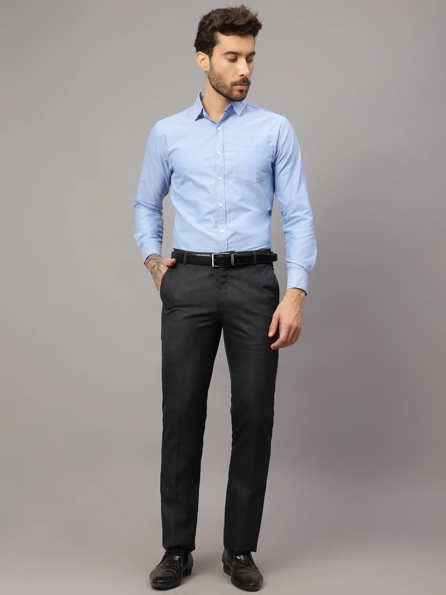 Formal Trouser for Men | Breathable & Soft with Color Fastness Regular Fit Poly Viscose Fabric Checkered Pattern Hook & Eye Closure - Image 6