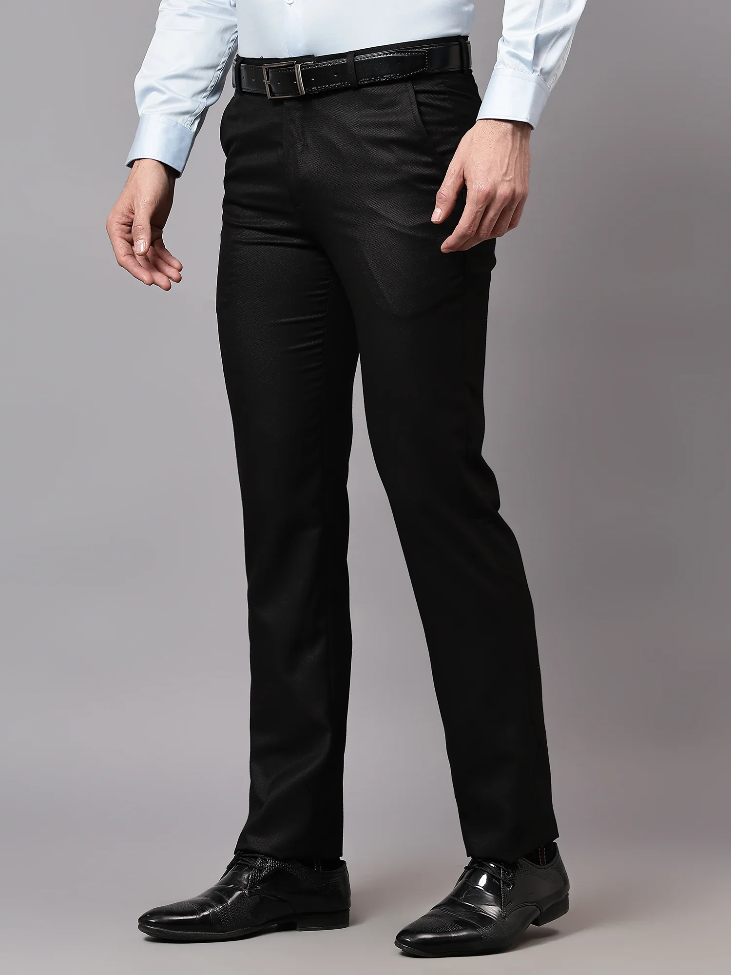 Formal Trouser for Men | Breathable & Soft with Color Fastness Regular Fit Terry Rayon Fabric Checkered Pattern Hook & Eye Closure - Image 3