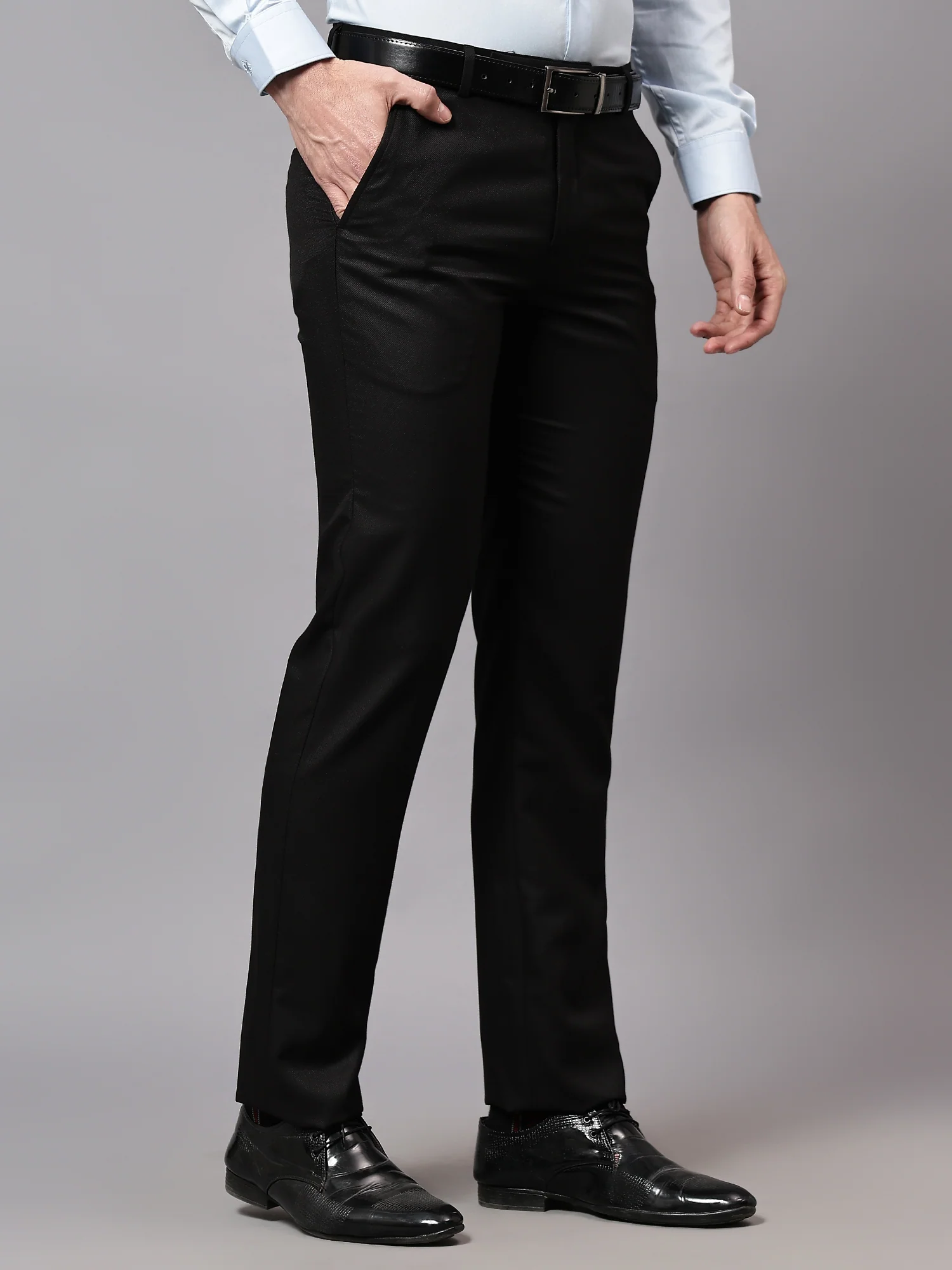 Formal Trouser for Men | Breathable & Soft with Color Fastness Regular Fit Terry Rayon Fabric Checkered Pattern Hook & Eye Closure - Image 4