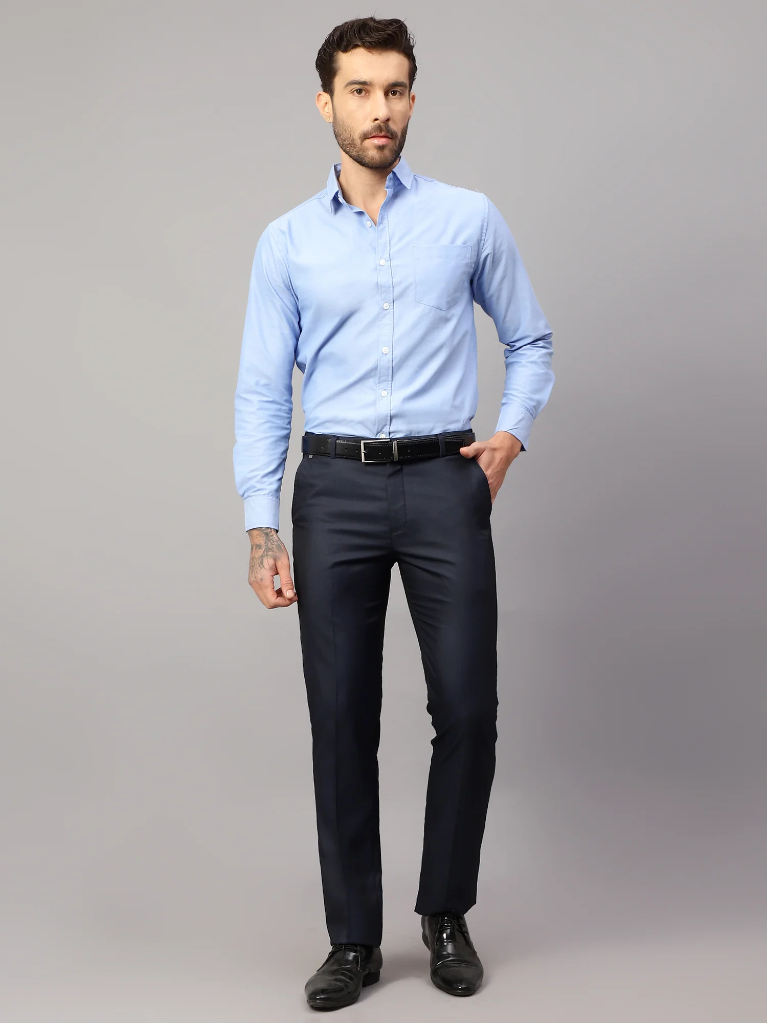 Formal Trouser for Men | Breathable & Soft with Color Fastness Regular Fit Poly Viscose Fabric Solid Pattern Hook & Eye Closure - Image 6