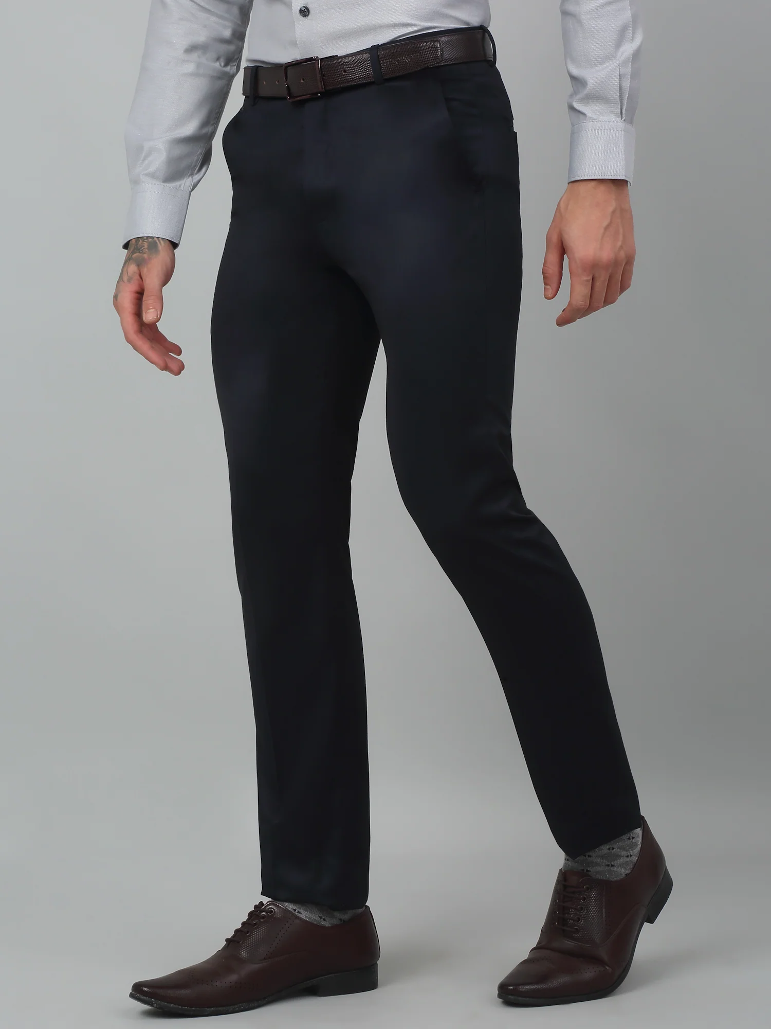 Formal Trouser for Men | Breathable & Soft with Color Fastness Regular Fit Poly Viscose Fabric Checkered Pattern Hook & Eye Closure - Image 3