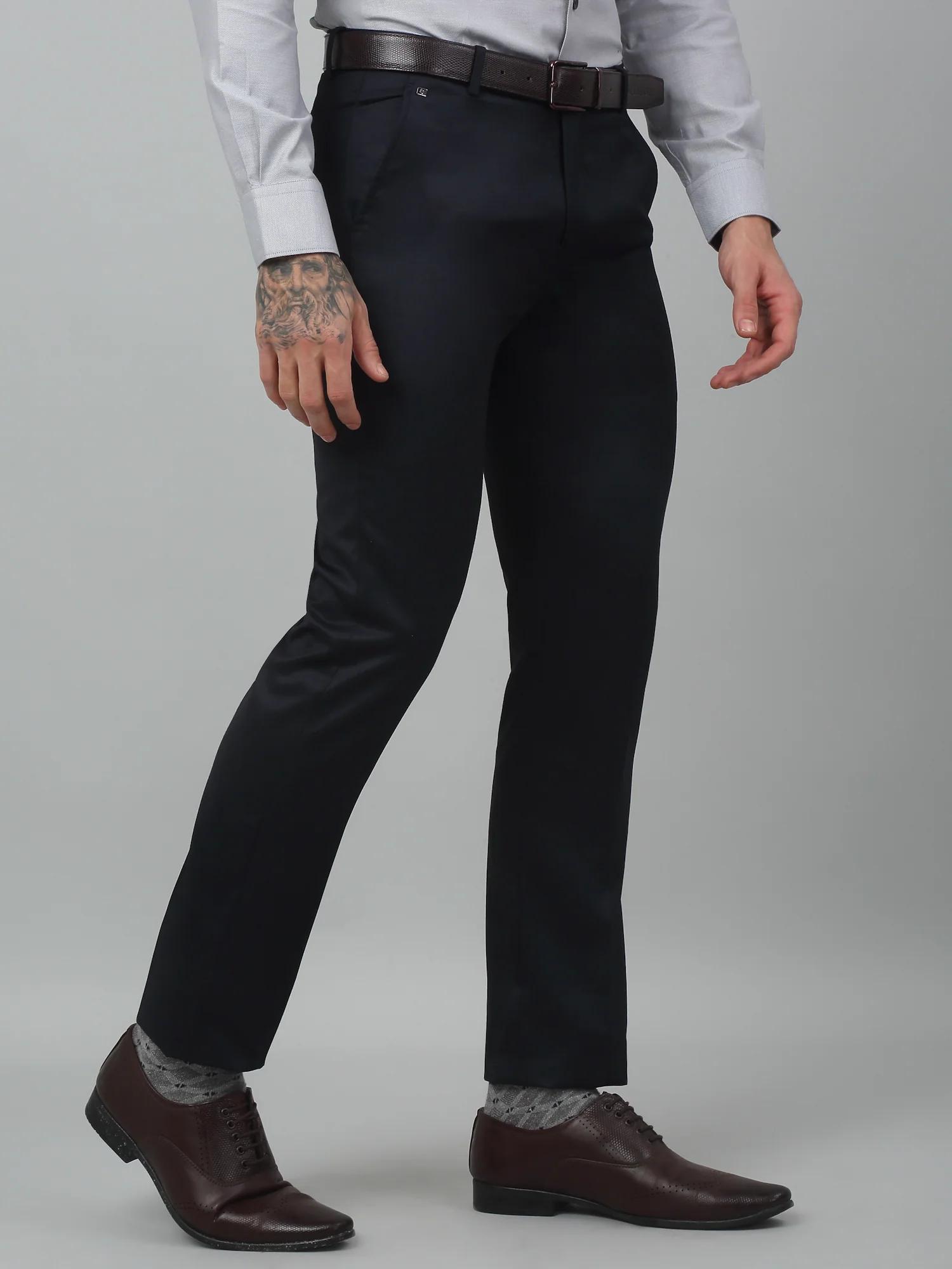 Formal Trouser for Men | Breathable & Soft with Color Fastness Regular Fit Poly Viscose Fabric Checkered Pattern Hook & Eye Closure - Image 5