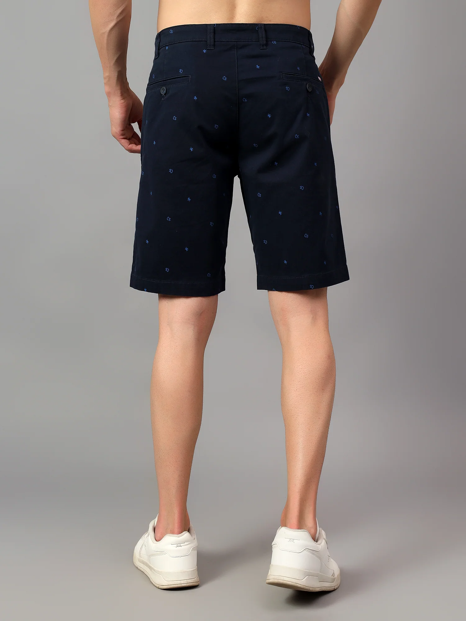 Men's Navy Blue Printed Above Knee Bermuda - Image 2