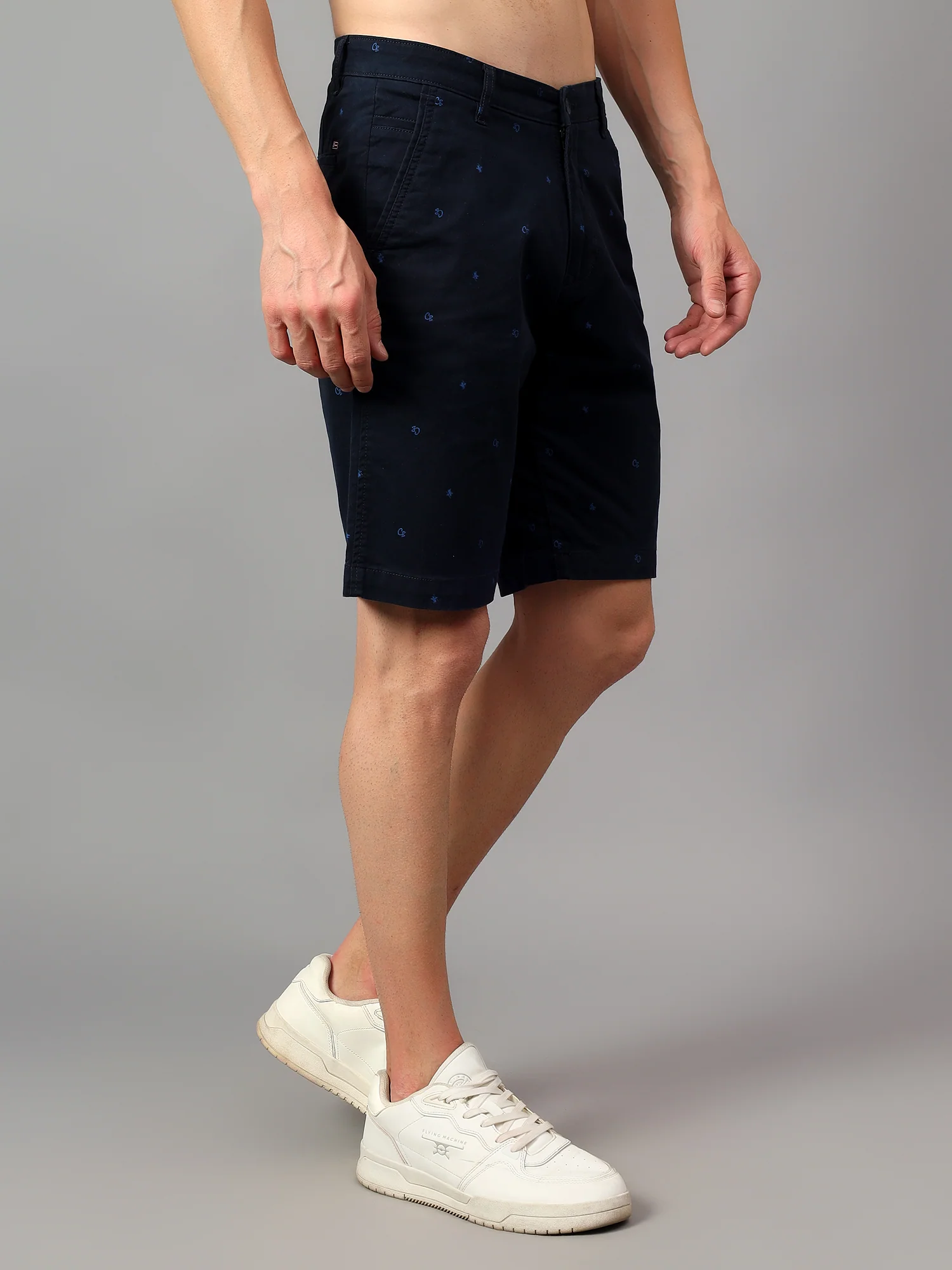 Men's Navy Blue Printed Above Knee Bermuda - Image 3