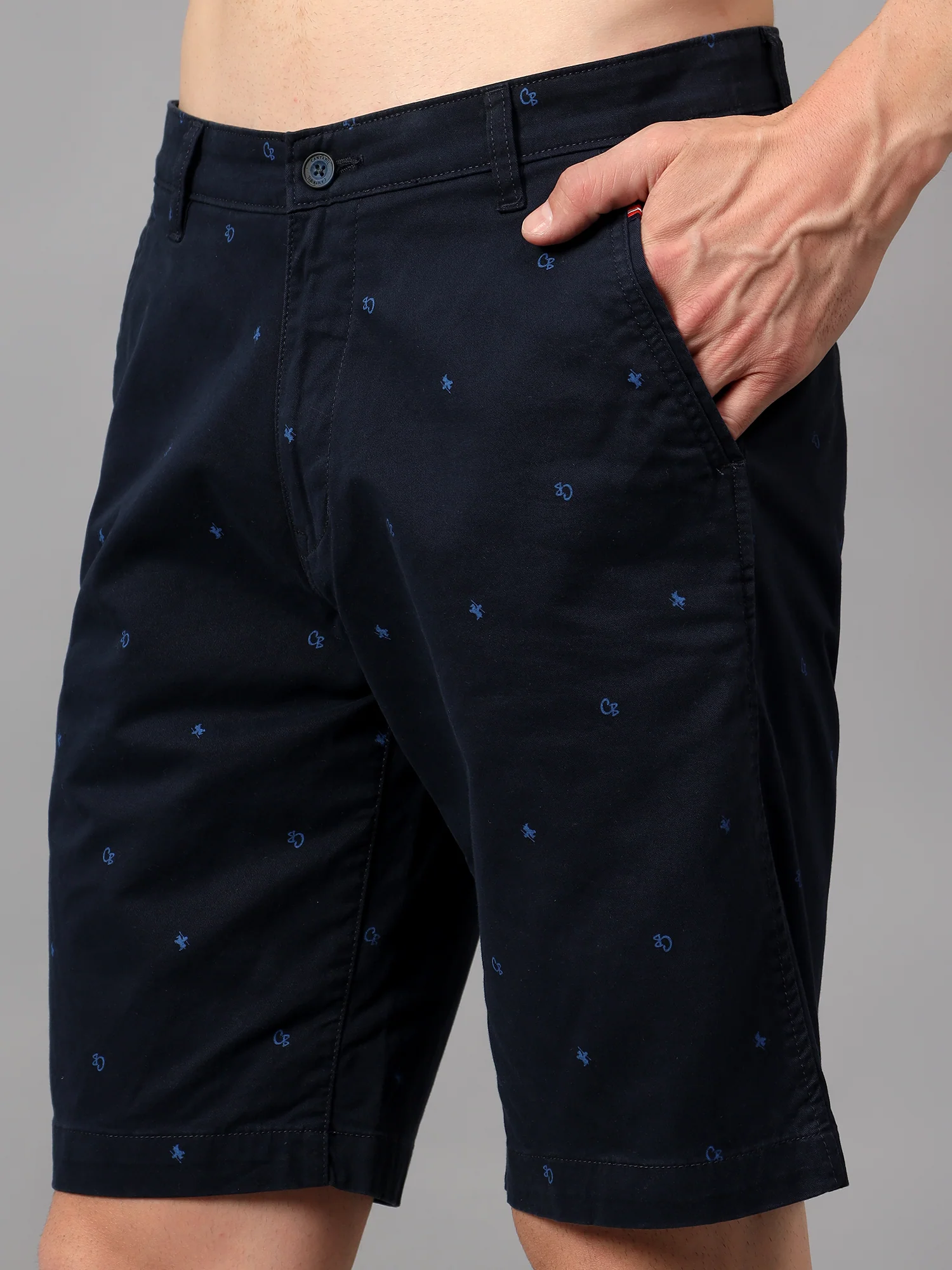 Men's Navy Blue Printed Above Knee Bermuda - Image 5