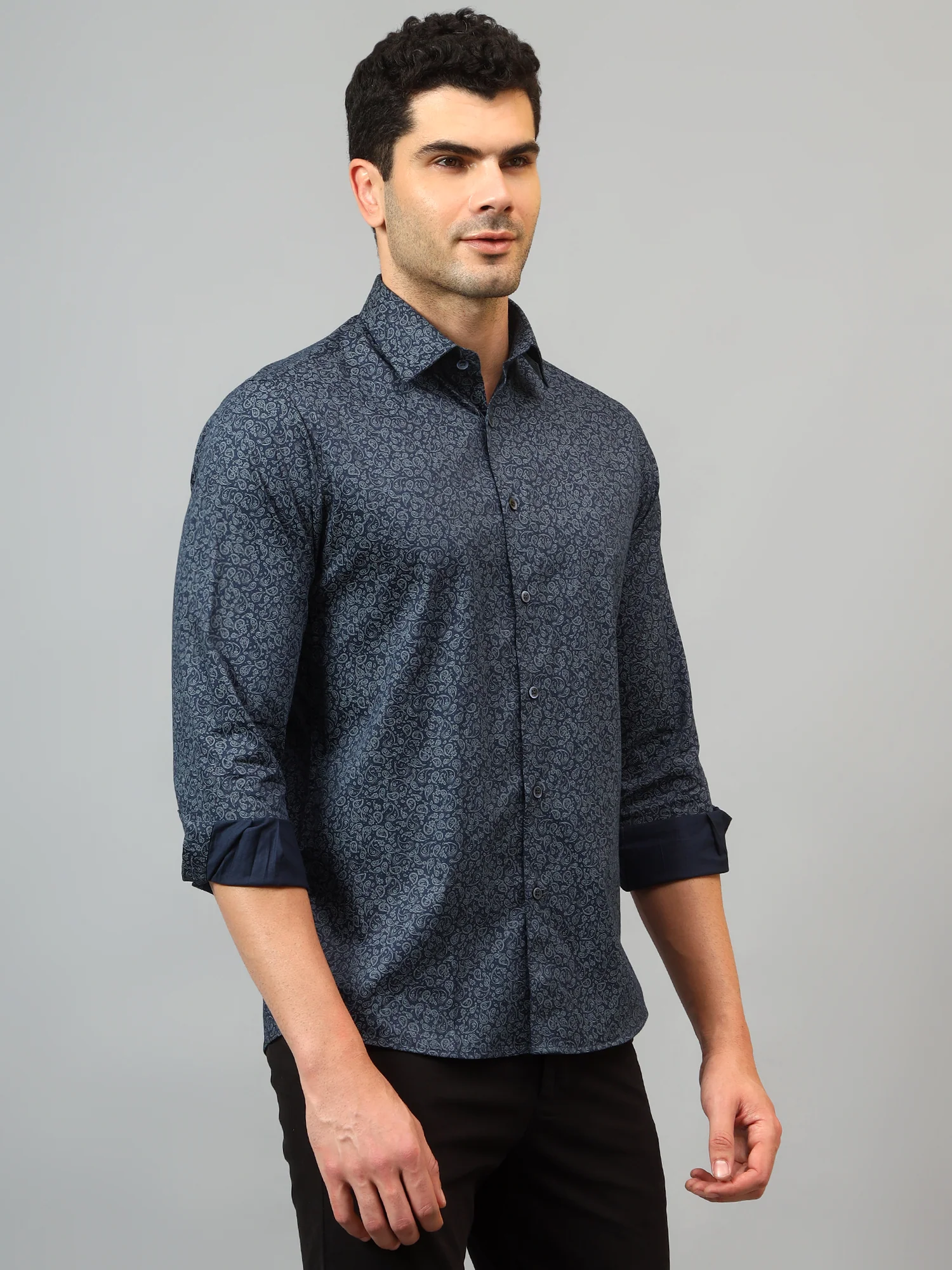 Formal Shirt for Men l Breathable & Soft with Color Fastness Regular Fit Spread Collar Neck Cotton Fabric Printed Pattern - Image 3