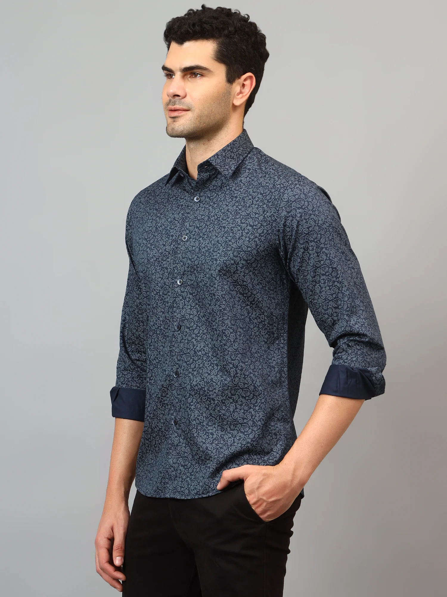 Formal Shirt for Men l Breathable & Soft with Color Fastness Regular Fit Spread Collar Neck Cotton Fabric Printed Pattern - Image 4