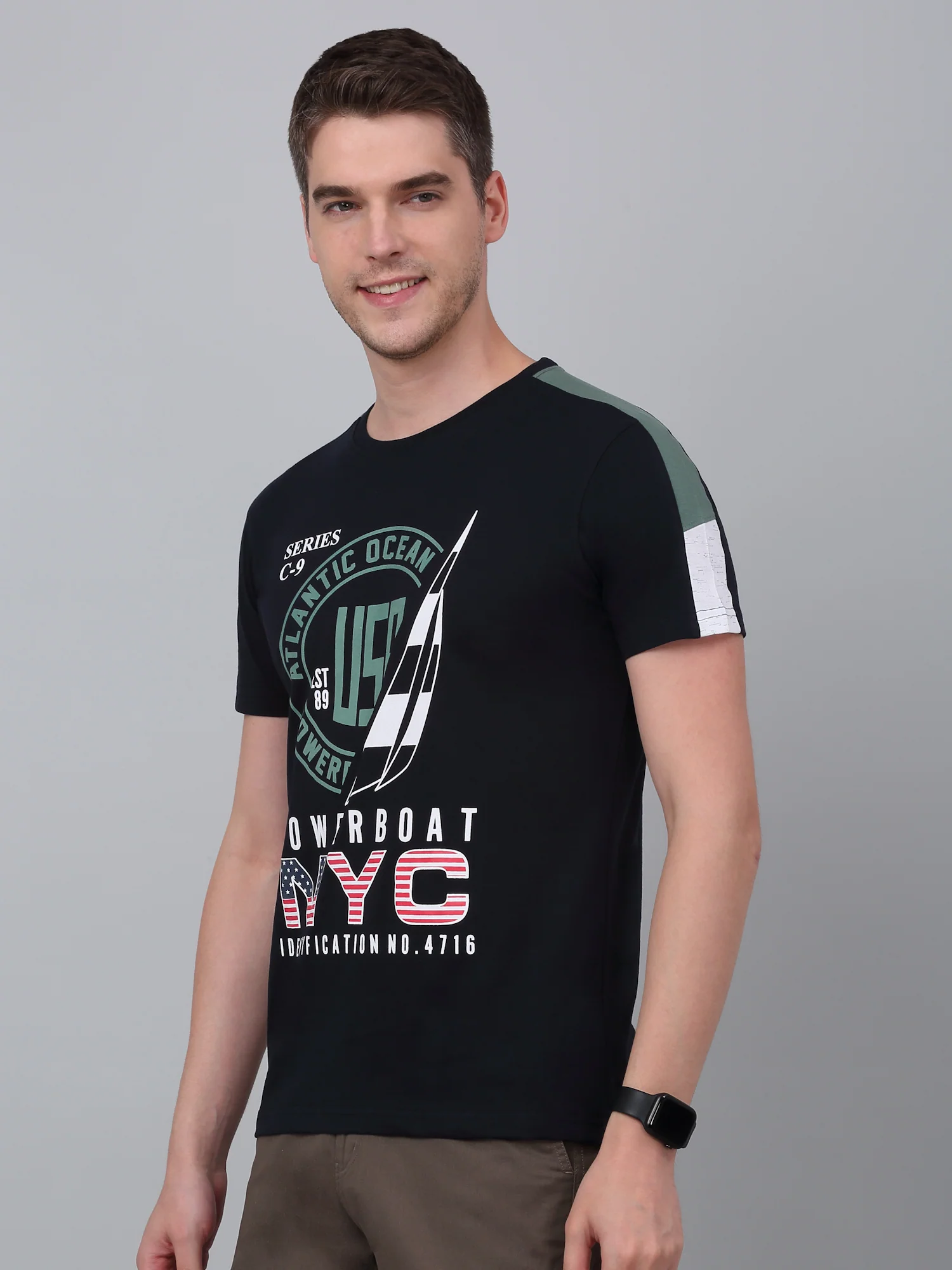 T-Shirt for Men | Breathable & Soft with Color Fastness Regular Fit Round Neck Poly Cotton Fabric Printed Pattern - Image 3