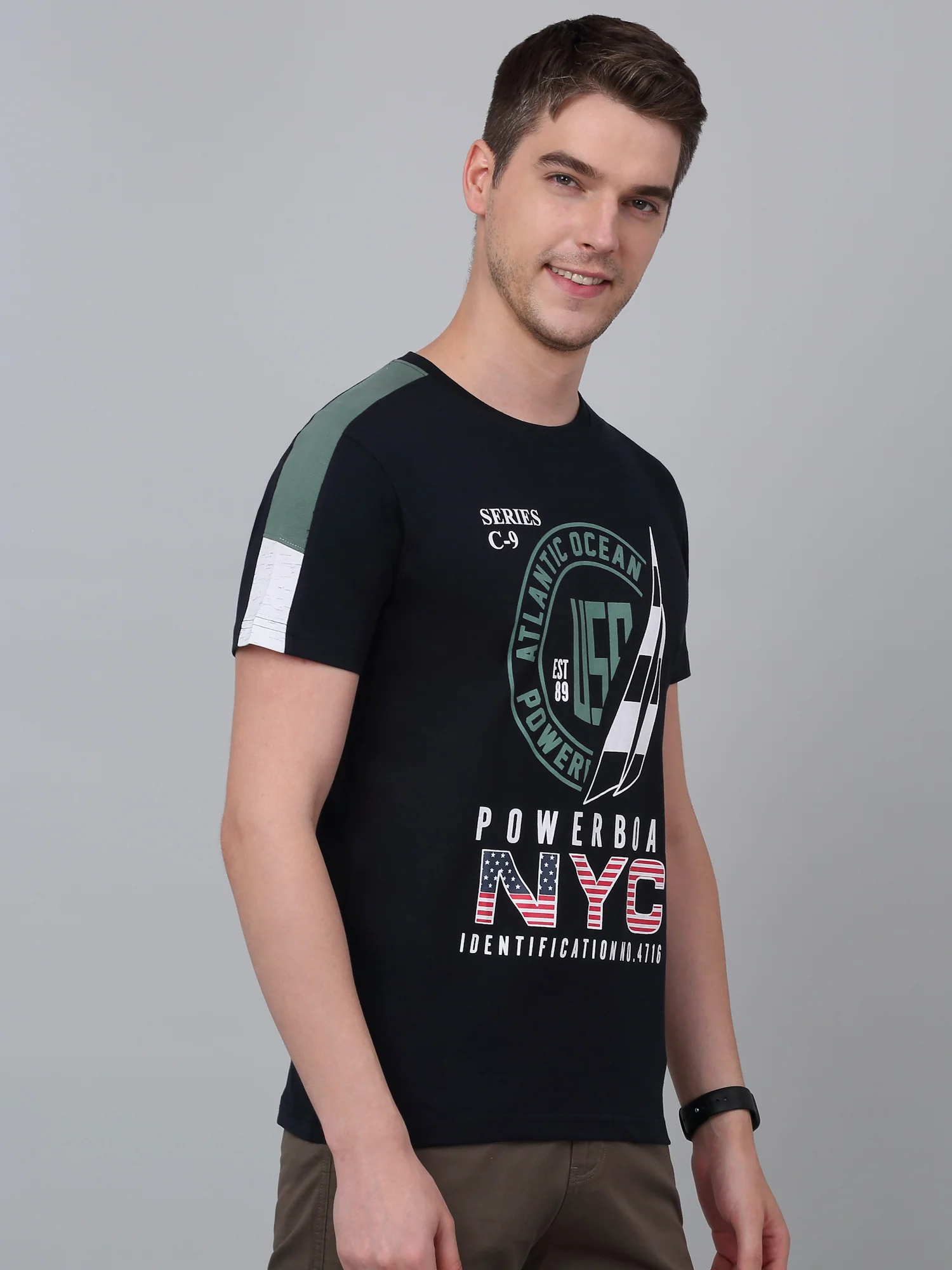 T-Shirt for Men | Breathable & Soft with Color Fastness Regular Fit Round Neck Poly Cotton Fabric Printed Pattern - Image 4