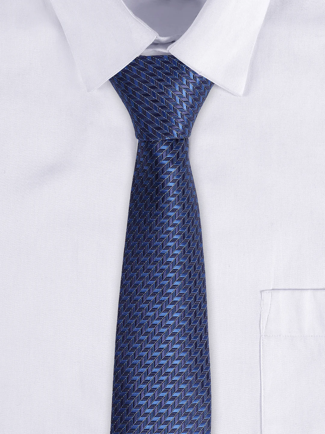 Cantabil Men's Navy Blue Self-Design Broad Tie - Image 2