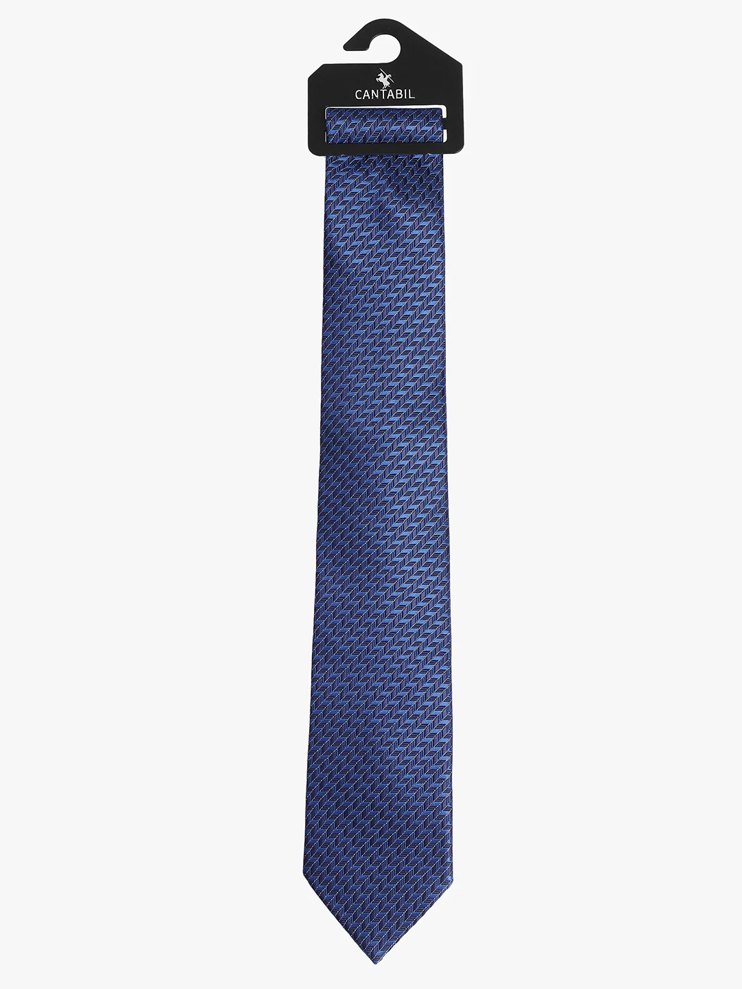 Cantabil Men's Navy Blue Self-Design Broad Tie - Image 3