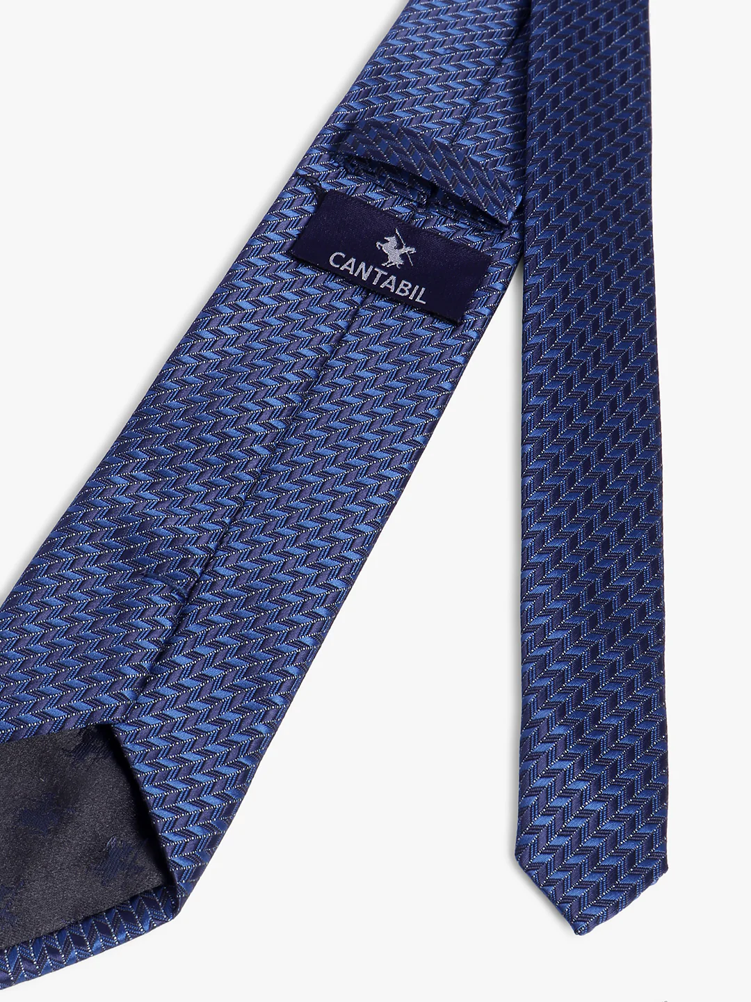Cantabil Men's Navy Blue Self-Design Broad Tie - Image 4