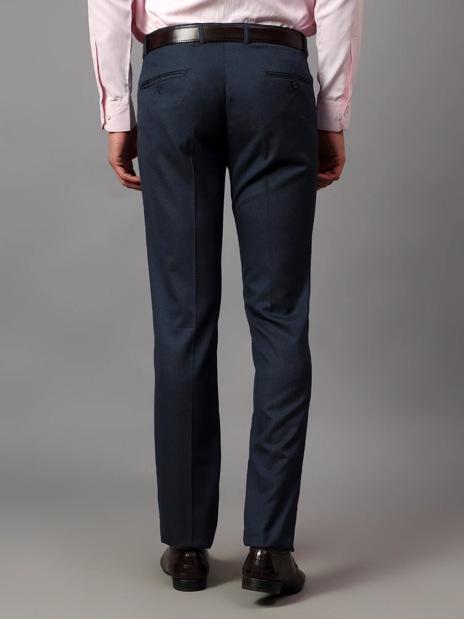 Formal Trouser for Men | Breathable & Soft with Color Fastness Regular Fit Poly Viscose Fabric Self Design Pattern Hook & Eye Closure - Image 2