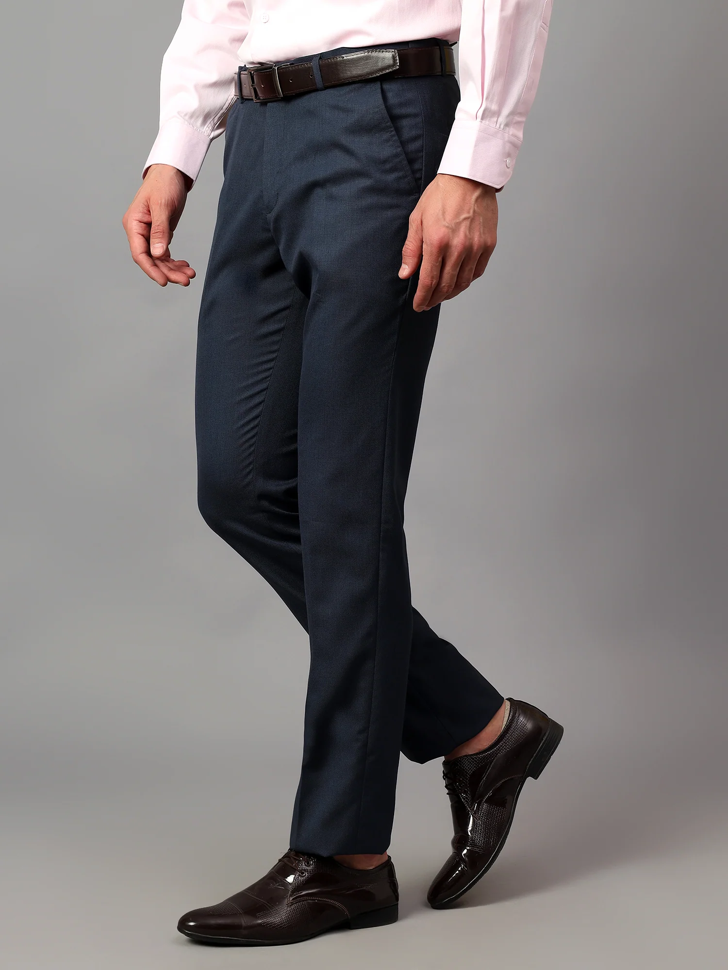 Formal Trouser for Men | Breathable & Soft with Color Fastness Regular Fit Poly Viscose Fabric Self Design Pattern Hook & Eye Closure - Image 4