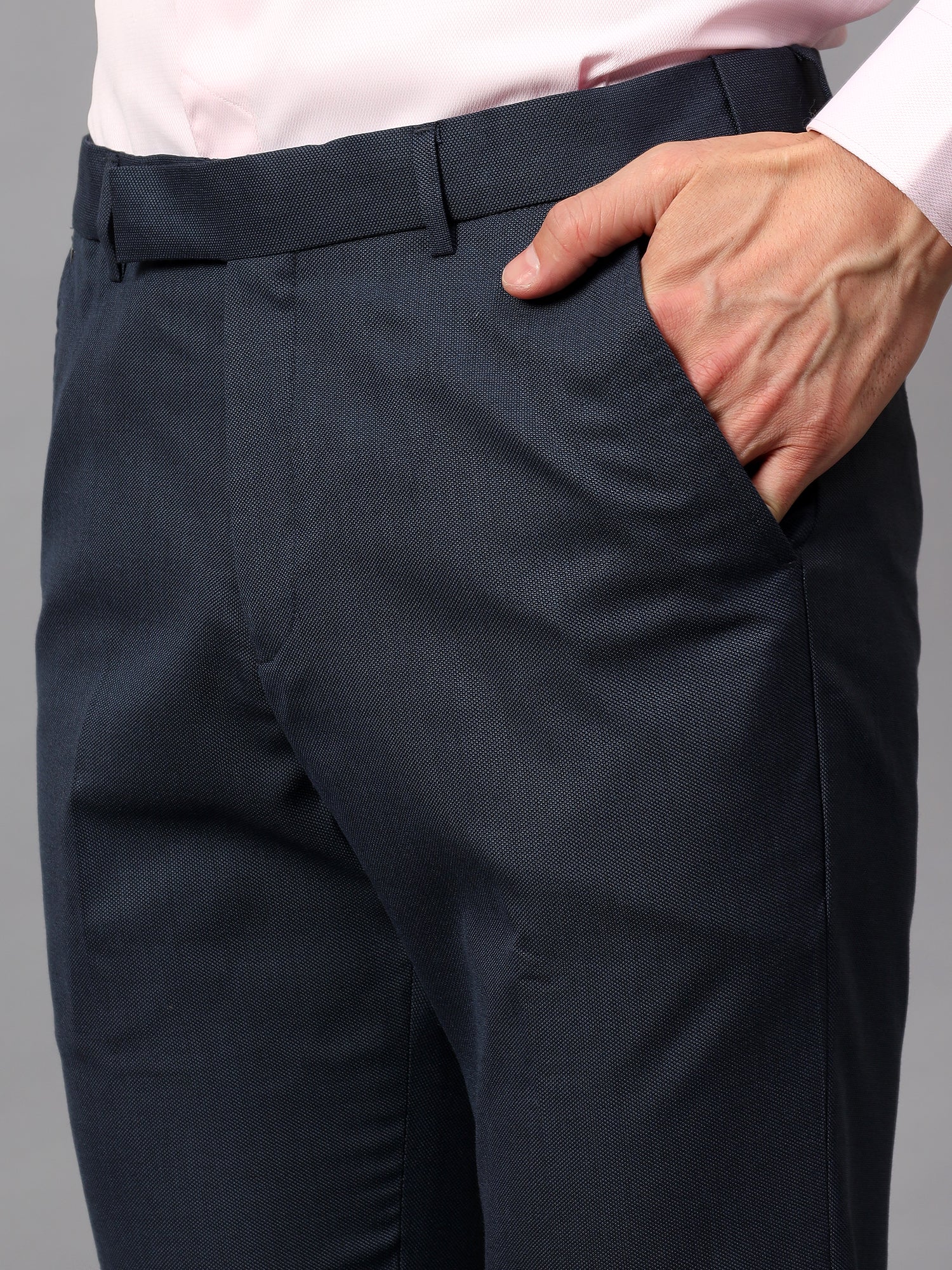 Formal Trouser for Men | Breathable & Soft with Color Fastness Regular Fit Poly Viscose Fabric Self Design Pattern Hook & Eye Closure - Image 5