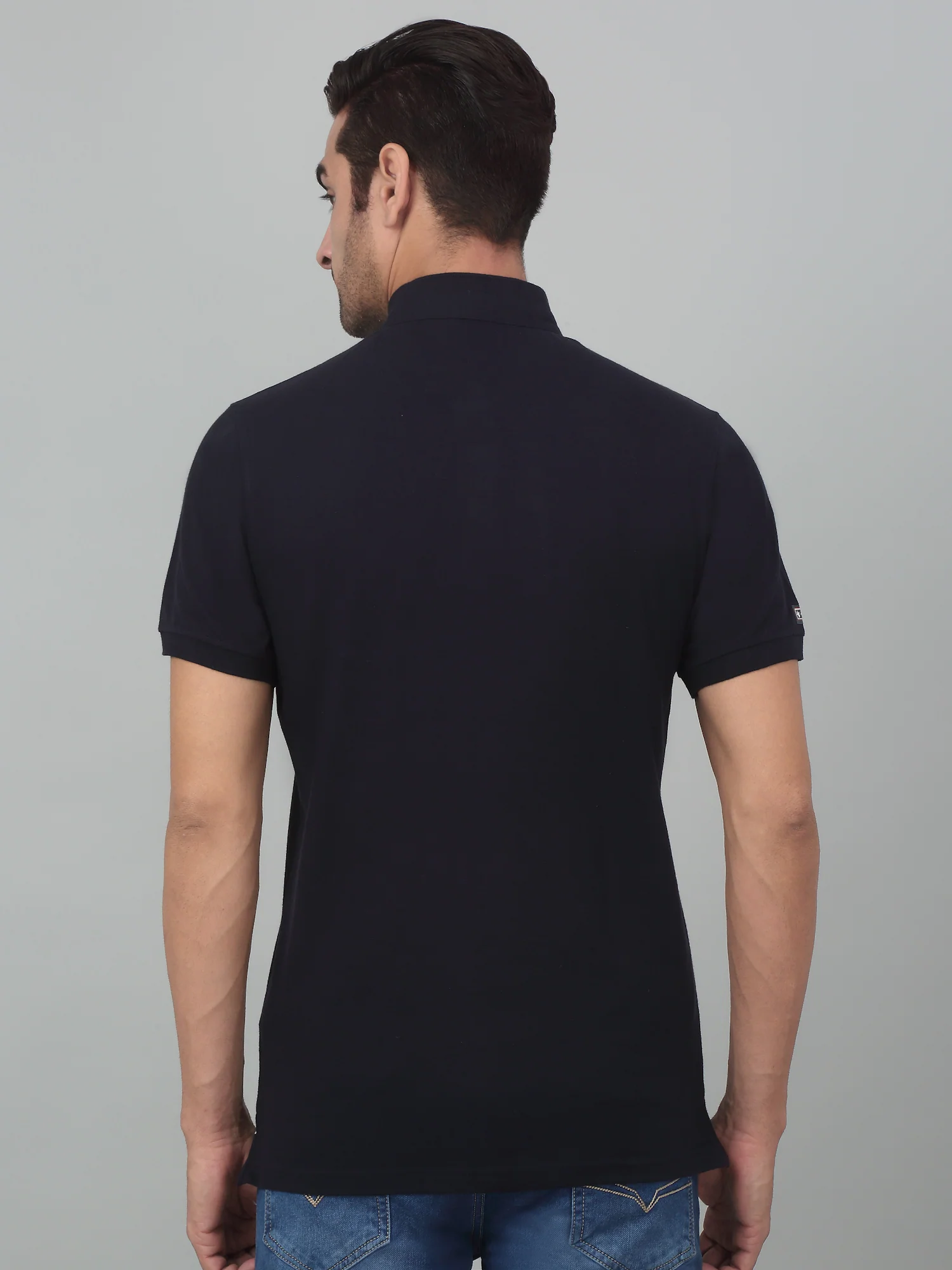 T-Shirt for Men | Breathable & Soft with Color Fastness Regular Fit Mandarin Collar Poly Cotton Fabric Solid Pattern - Image 2