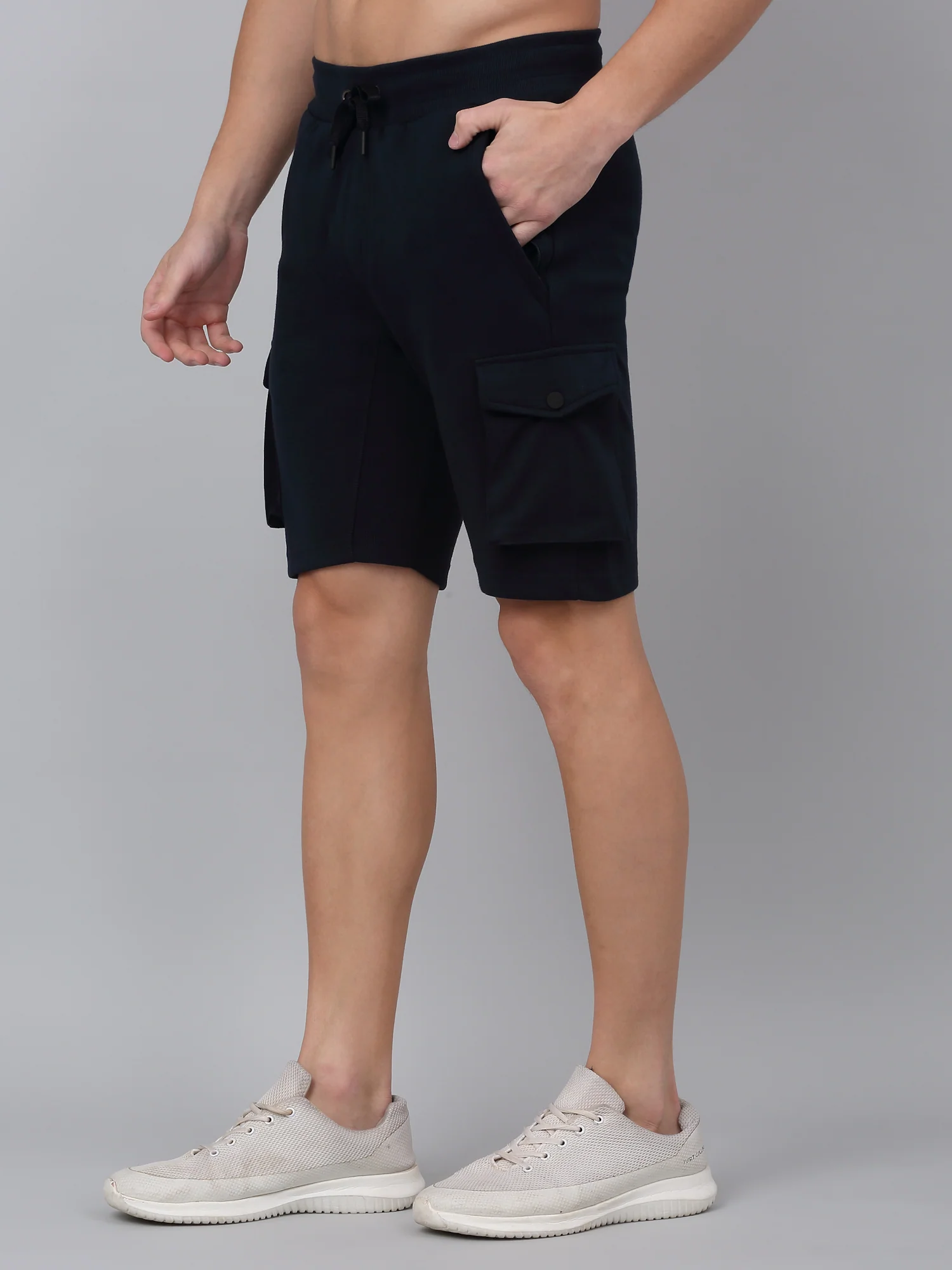 Men's Navy Blue Solid Bermuda - Image 3