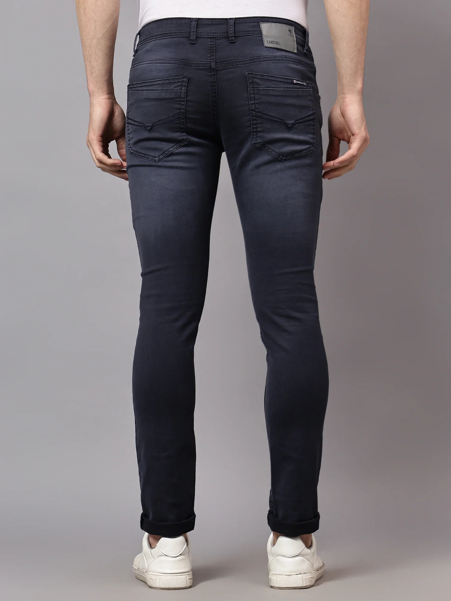 Denim Jeans for Men l Breathable & Soft with Color Fastness Ultra Narrow Fit Cotton Fabric Solid Pattern Button Closure - Image 2