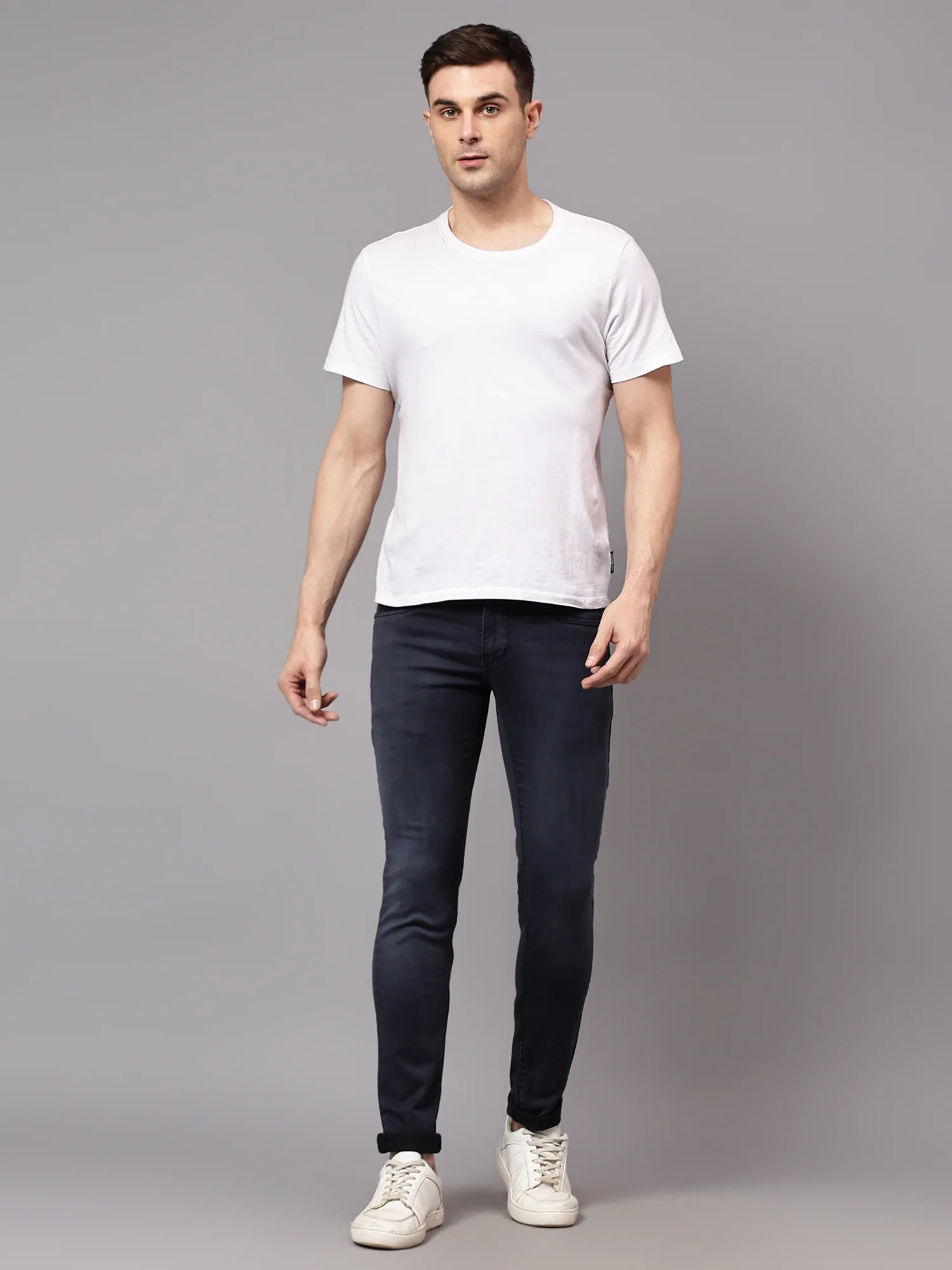 Denim Jeans for Men l Breathable & Soft with Color Fastness Ultra Narrow Fit Cotton Fabric Solid Pattern Button Closure - Image 6