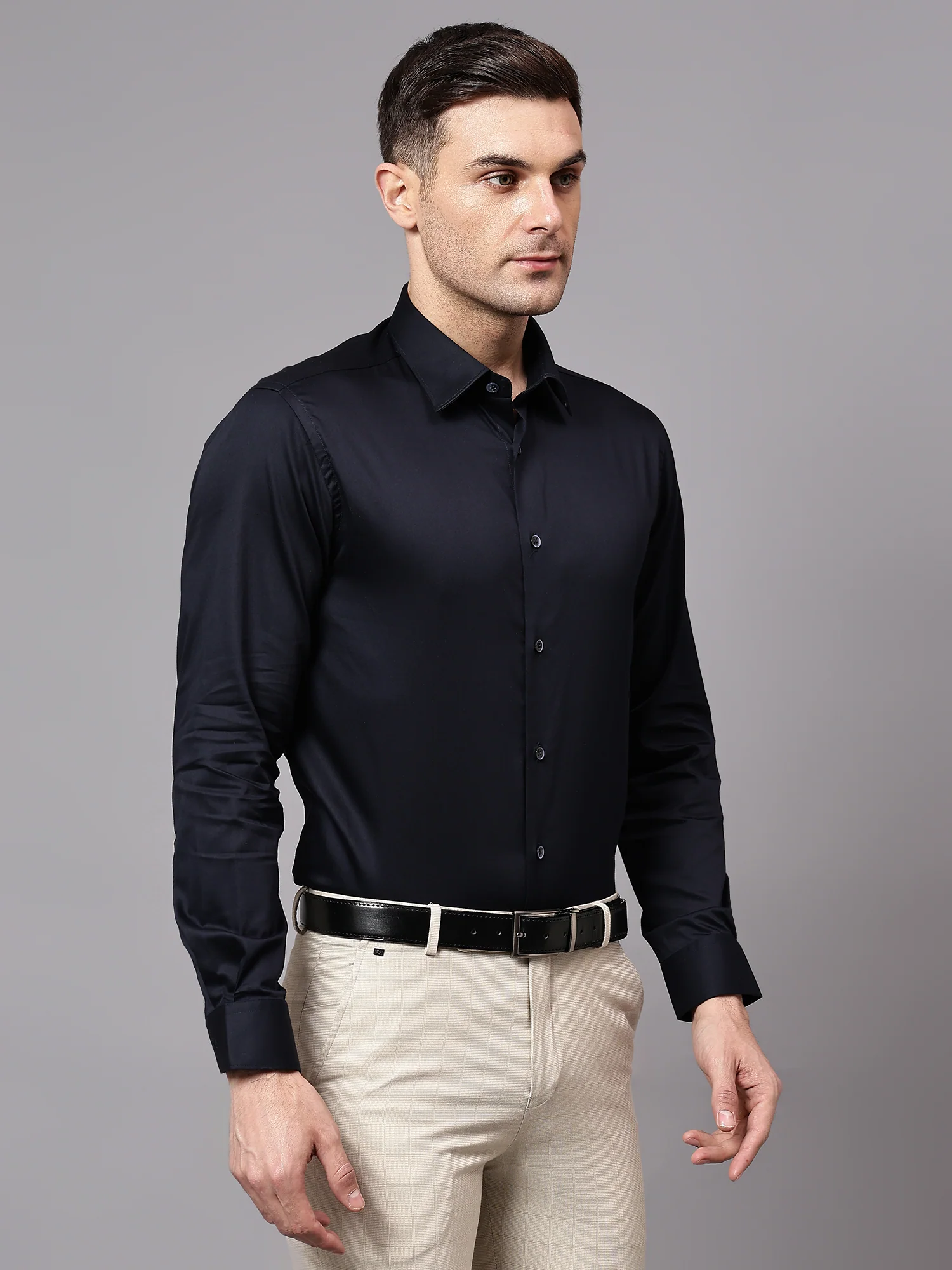 Formal Shirt for Men l Breathable & Soft with Color Fastness Regular Fit Spread Collar Neck Cotton Fabric Solid Pattern - Image 3