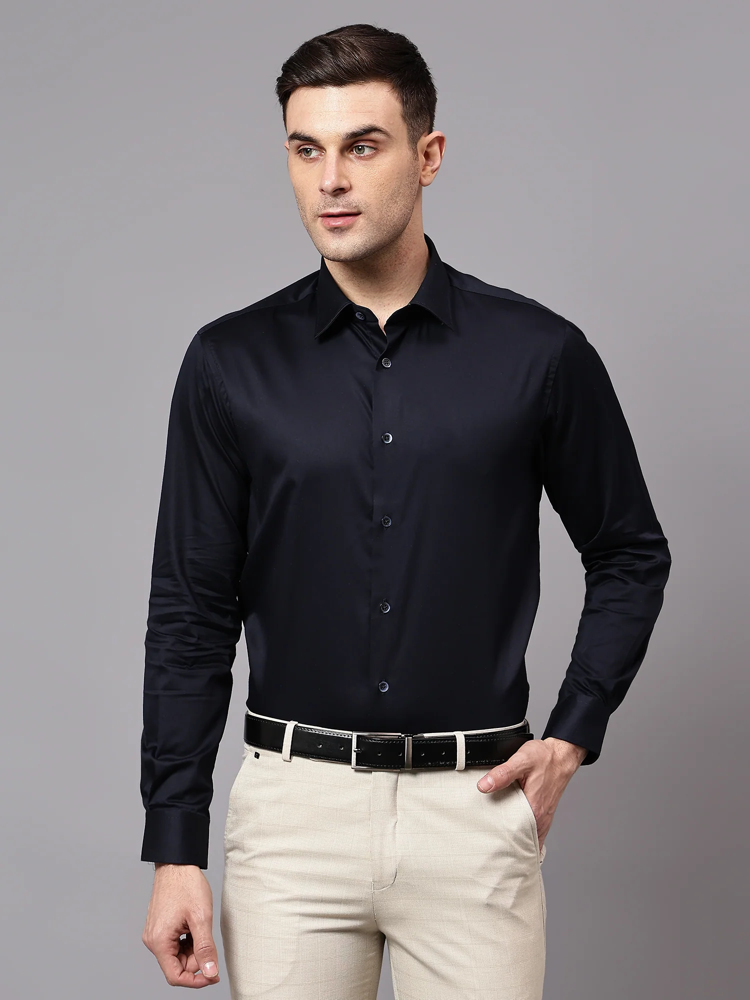 Formal Shirt for Men l Breathable & Soft with Color Fastness Regular Fit Spread Collar Neck Cotton Fabric Solid Pattern - Image 4