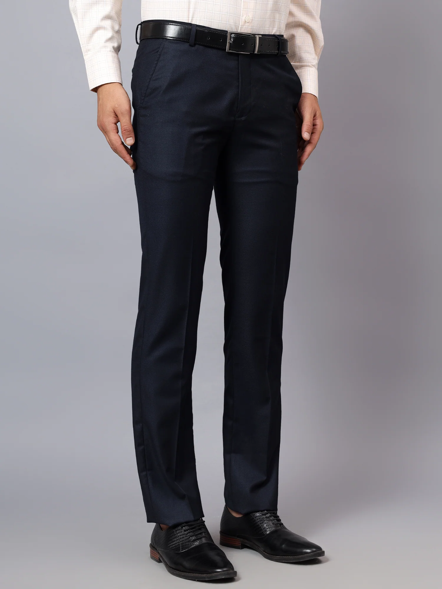 Formal Trouser for Men | Breathable & Soft with Color Fastness Regular Fit Terry Rayon Fabric Self Design Pattern Hook & Eye Closure - Image 3