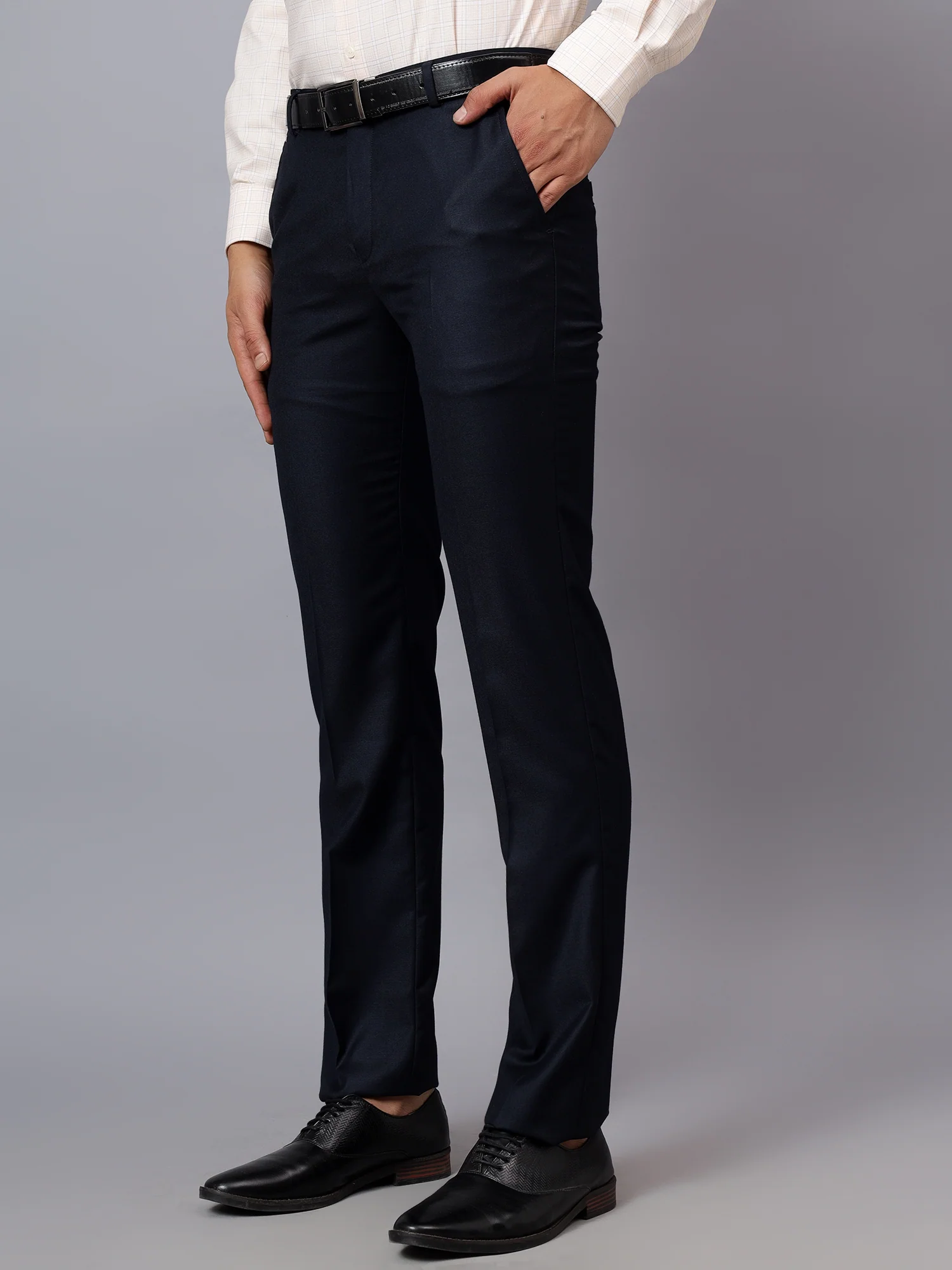 Formal Trouser for Men | Breathable & Soft with Color Fastness Regular Fit Terry Rayon Fabric Self Design Pattern Hook & Eye Closure - Image 4